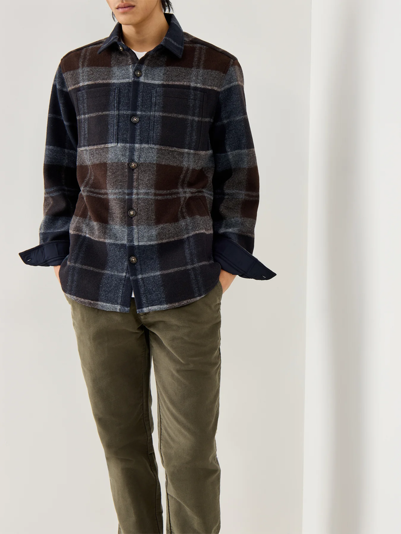 Chapter Tailored Check Overshirt Midnight Oak Tartan - Image 4