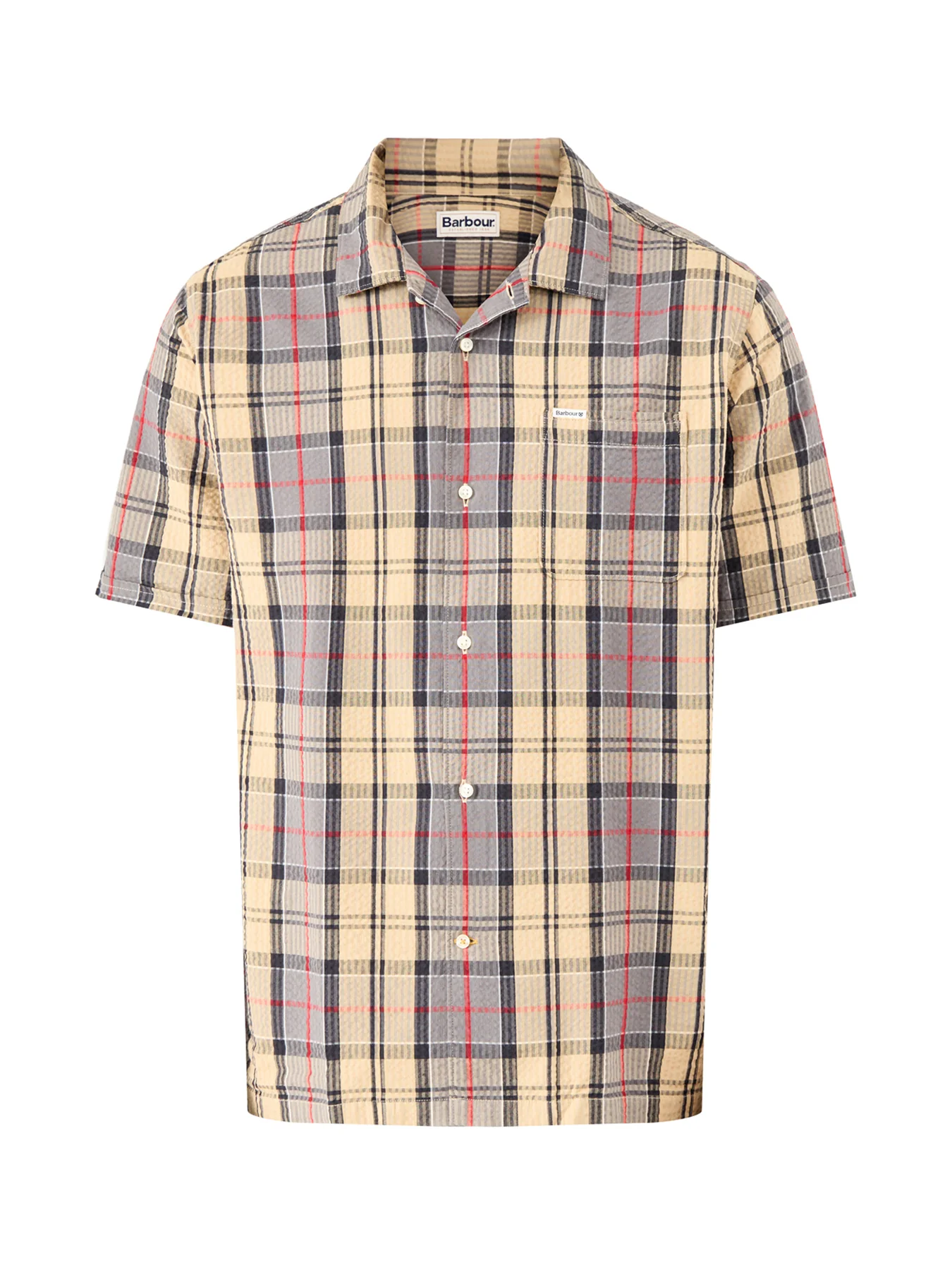 Clyde Seersucker Tartan Short Sleeve Shirt Beige