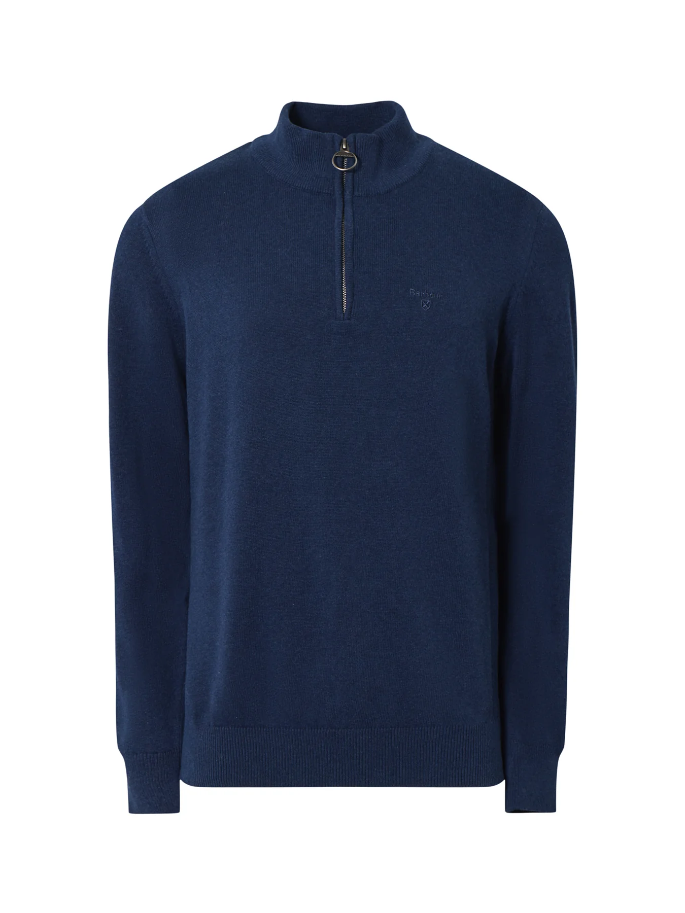 Cotton Half Zip Knitted Jumper Blue