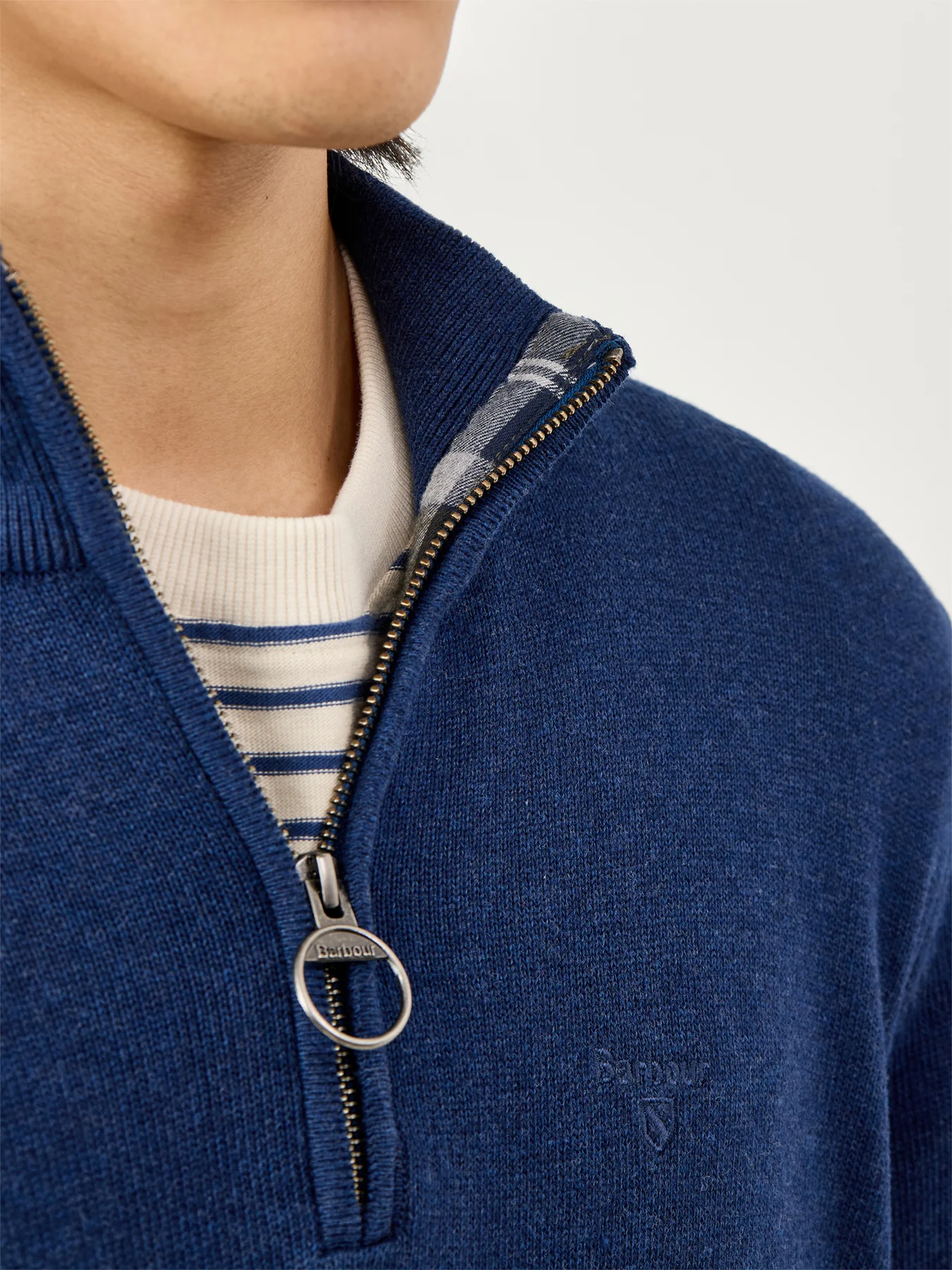 Cotton Half Zip Knitted Jumper Blue - Image 3