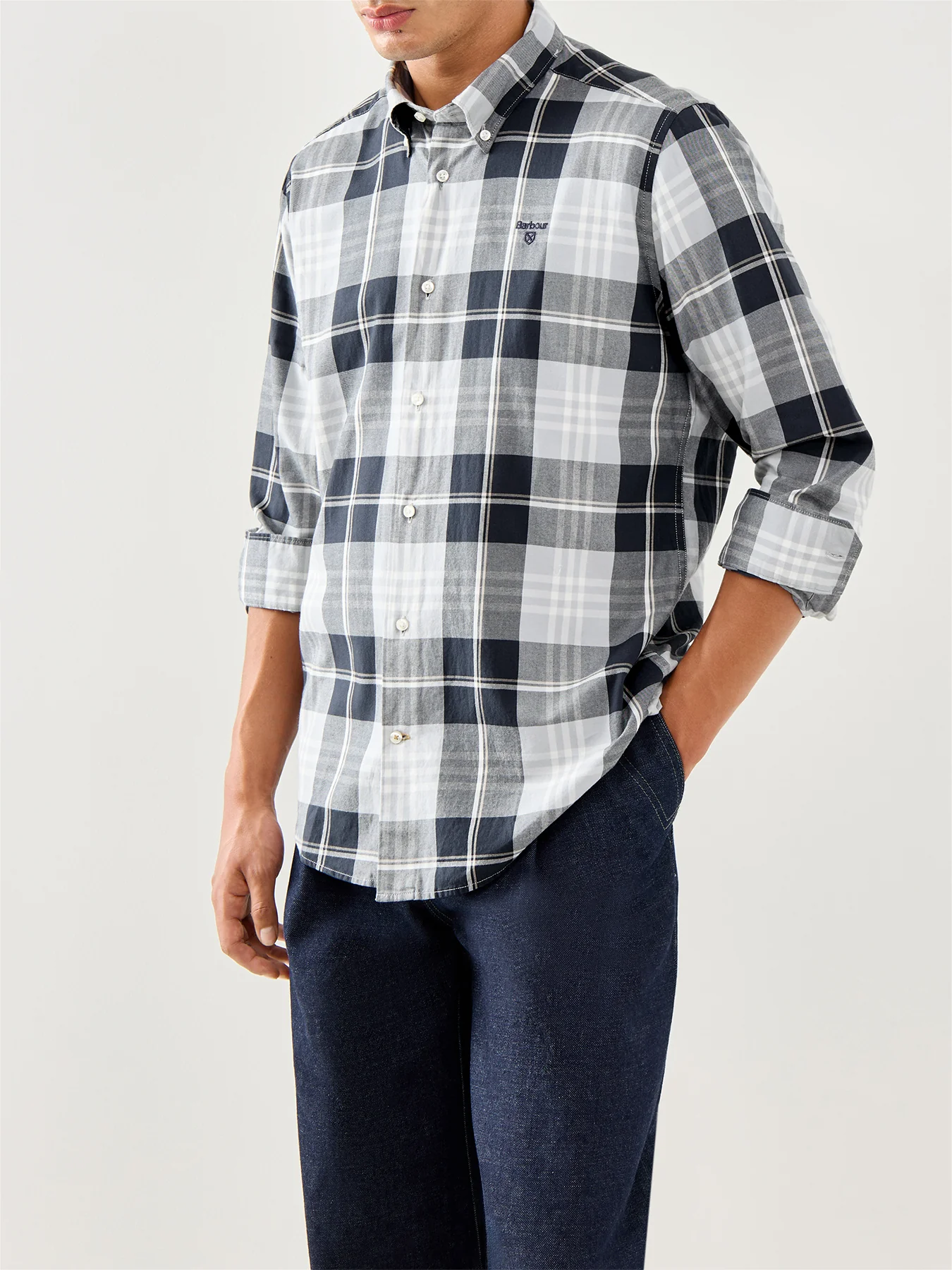 Edgar Tailored Cotton Checked Shirt Blue - Image 4