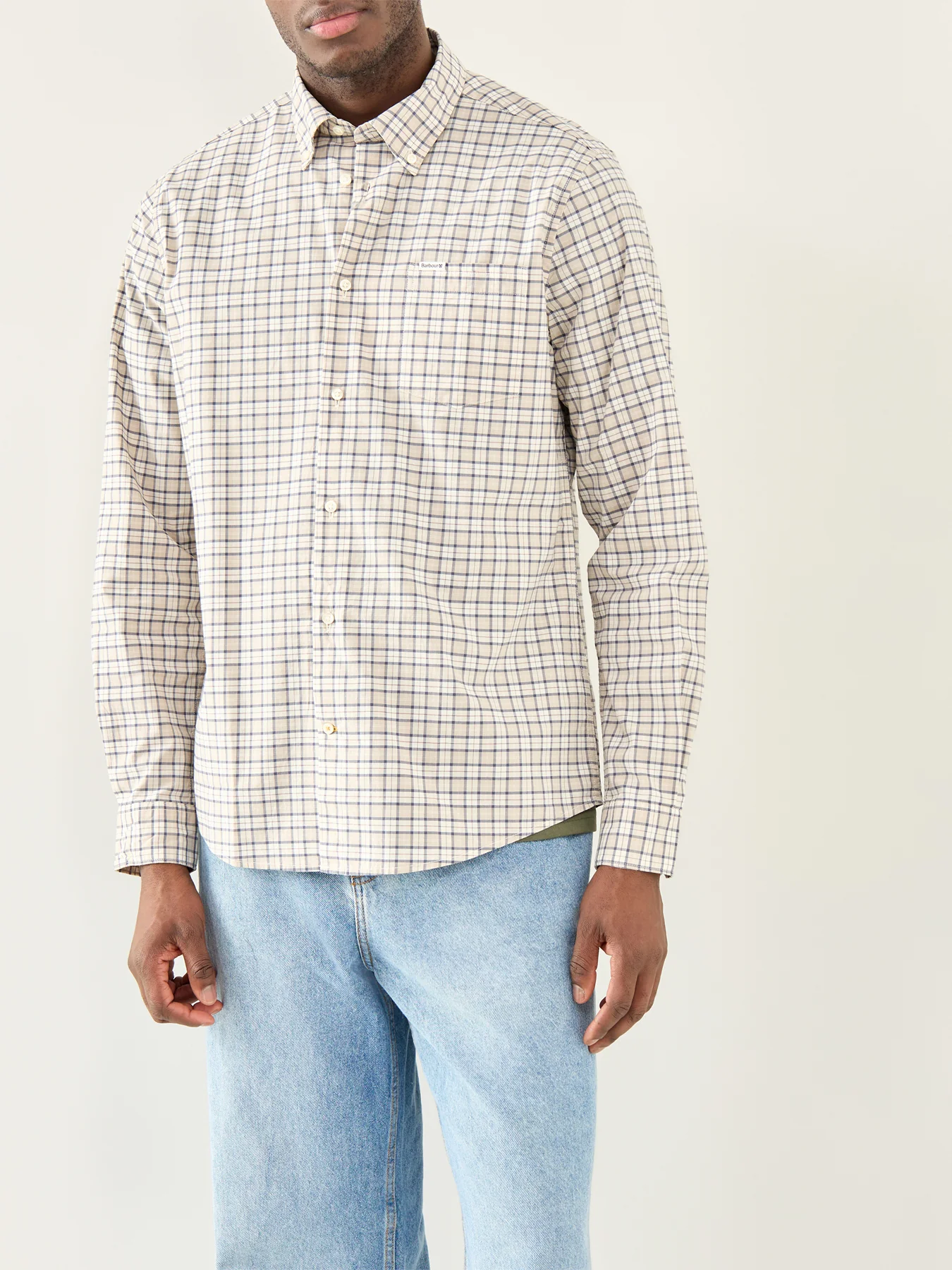 Lomond Tailored Tartan Shirt Beige - Image 4