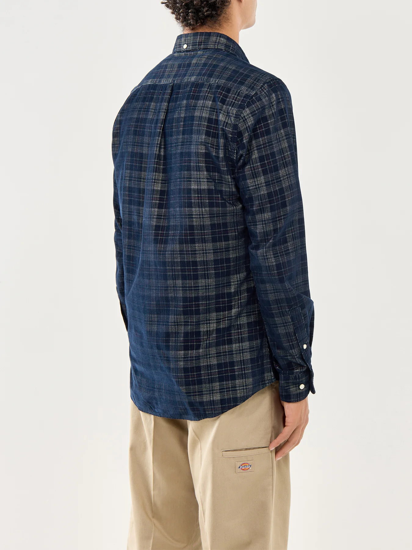 Southfield Tailored Checked Cord Shirt Dark Navy - Image 5