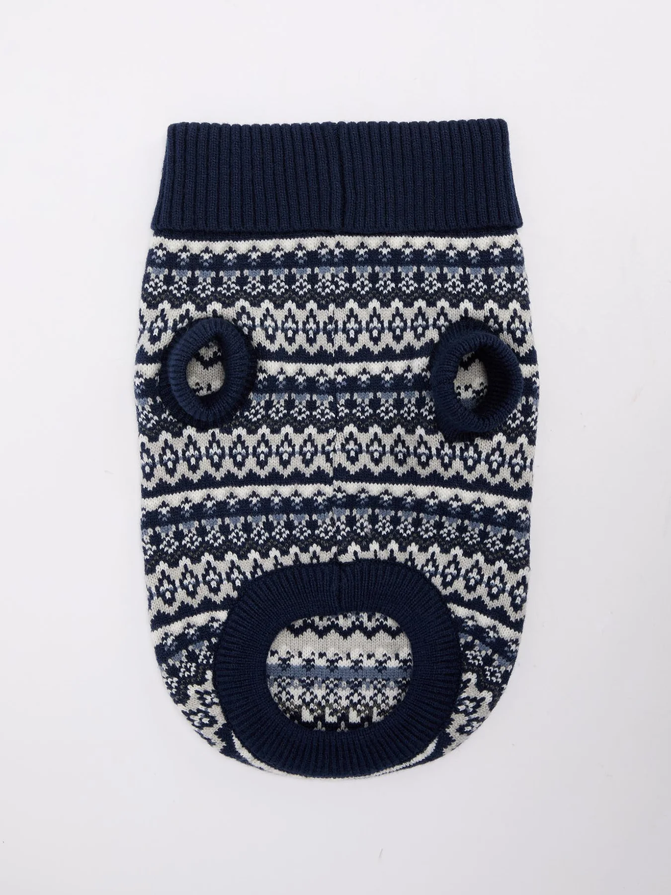 Marlow Fair Isle Dog Jumper Navy Small - Image 3