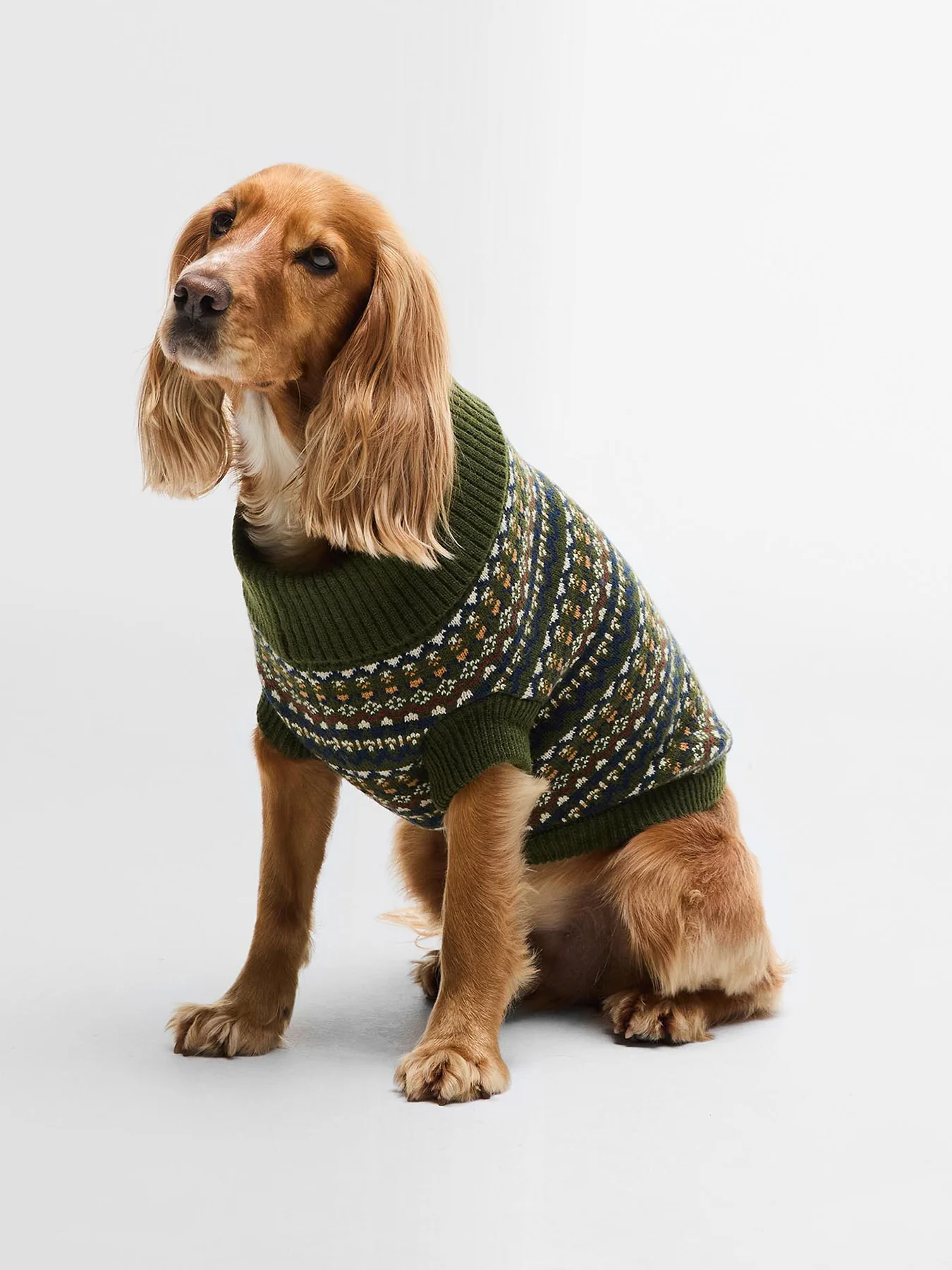 Marlow Fair Isle Dog Jumper Olive Small - Image 2