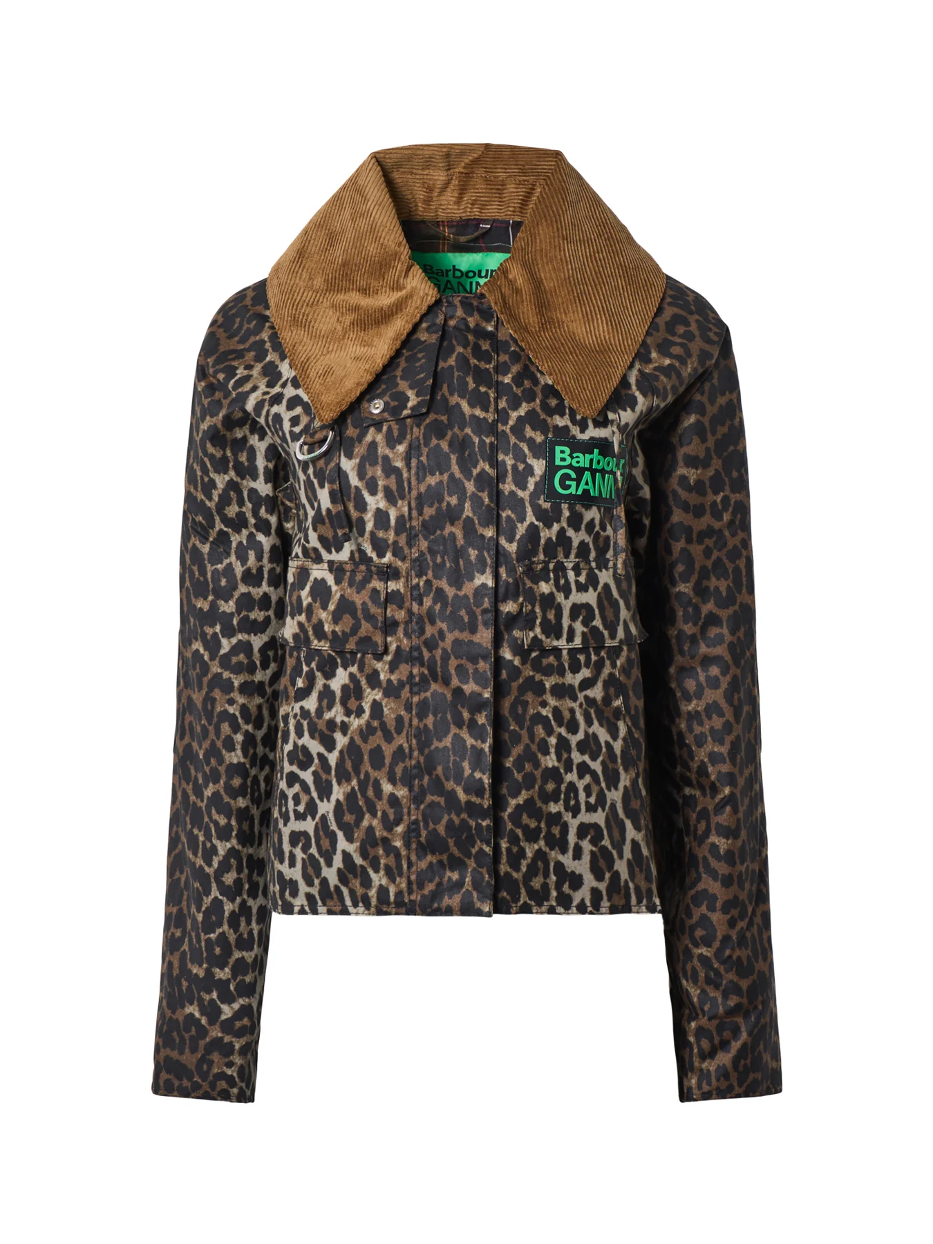 Barbour x Ganni Printed Hooded Wax Anorak Jacket