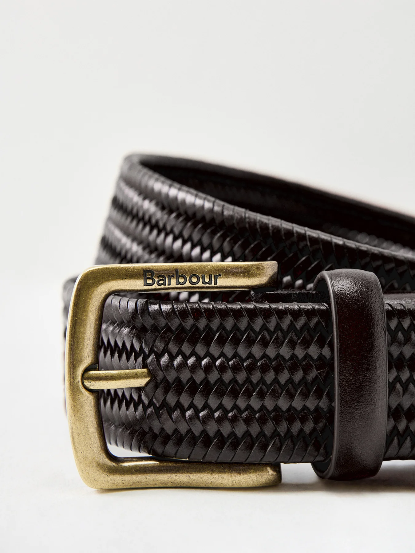 Stretch Leather Woven Belt Black - Image 3
