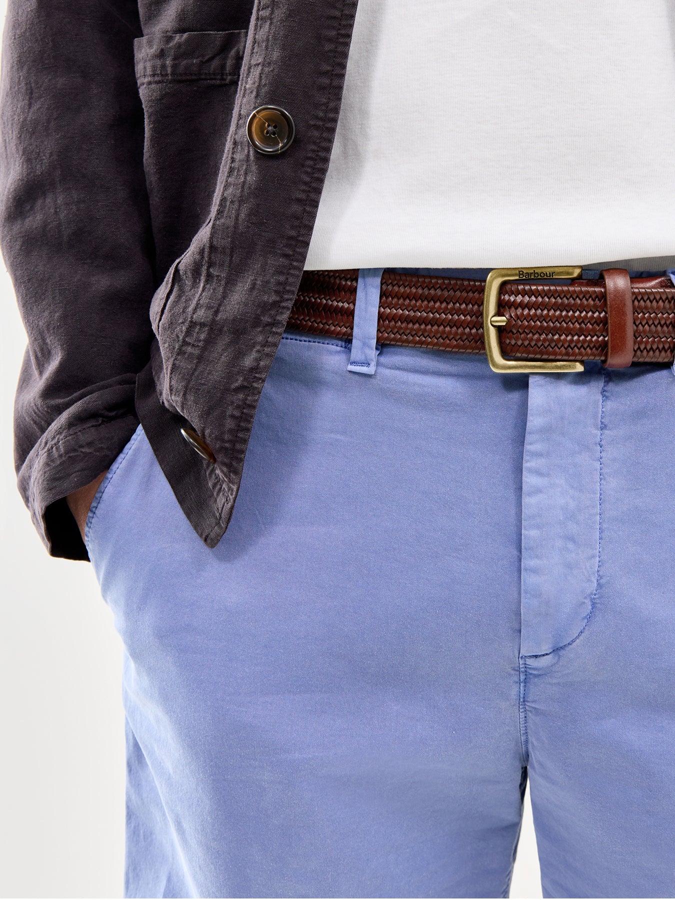 Stretch Leather Woven Belt Brown - Image 2