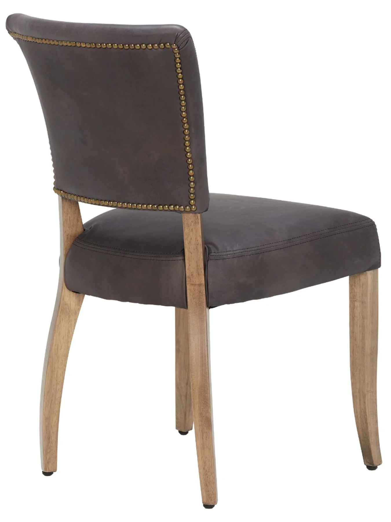 Mimi Brown Leather Dining Chair With Stud Detail - Image 3