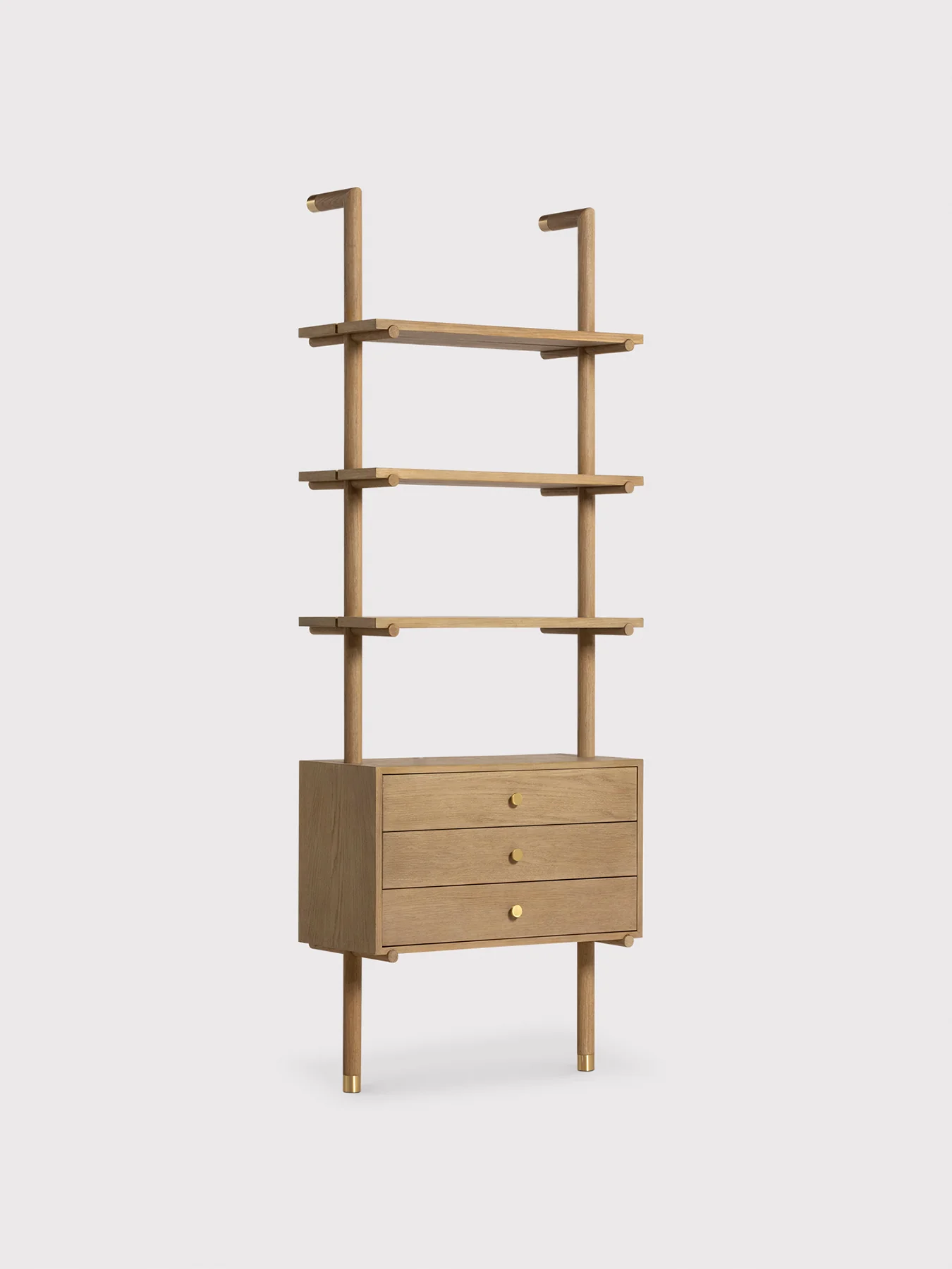 Athos Oak Wood Bookshelf With Drawers and Shelves - Image 2
