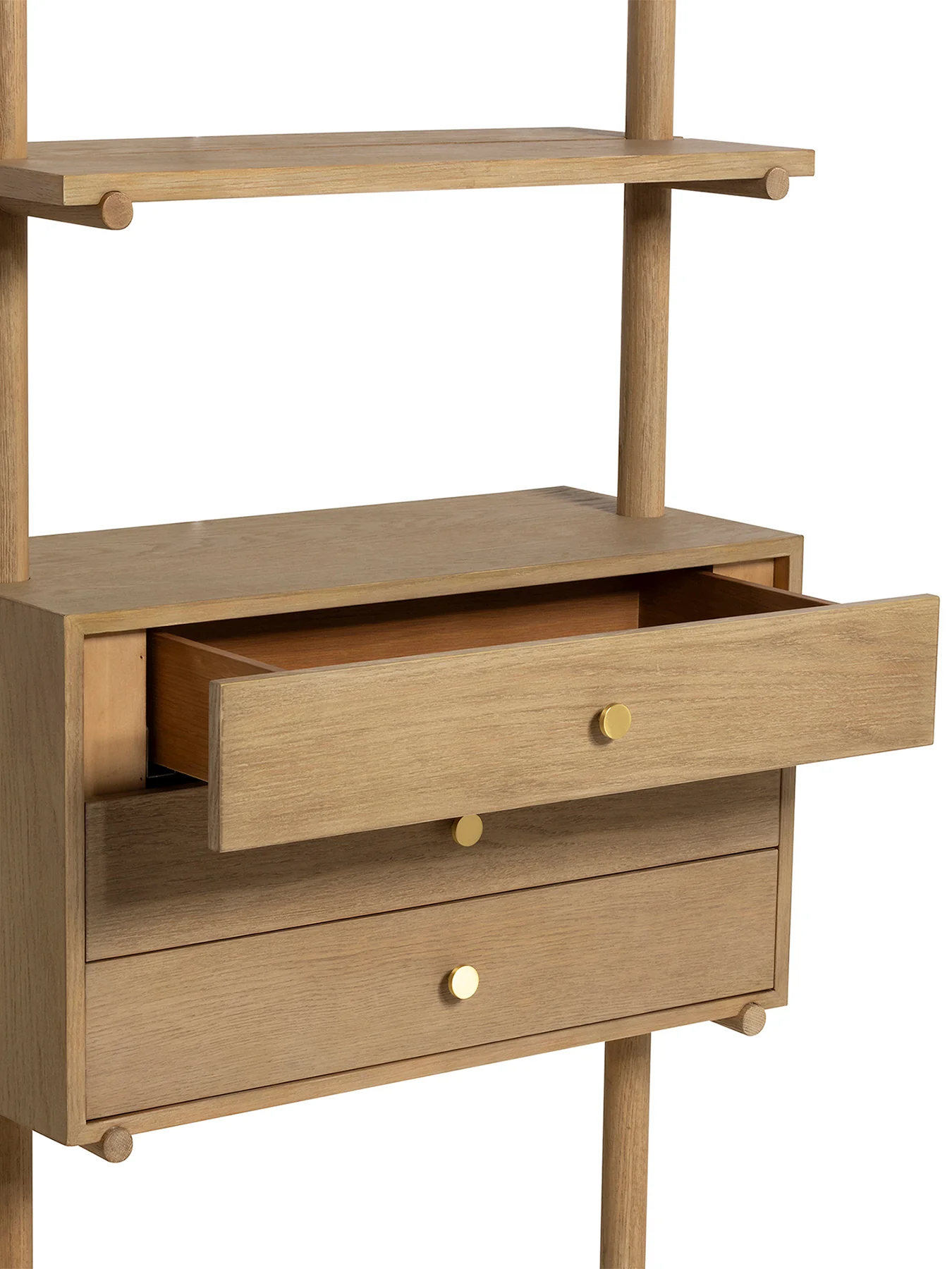 Athos Oak Wood Bookshelf With Drawers and Shelves - Image 3