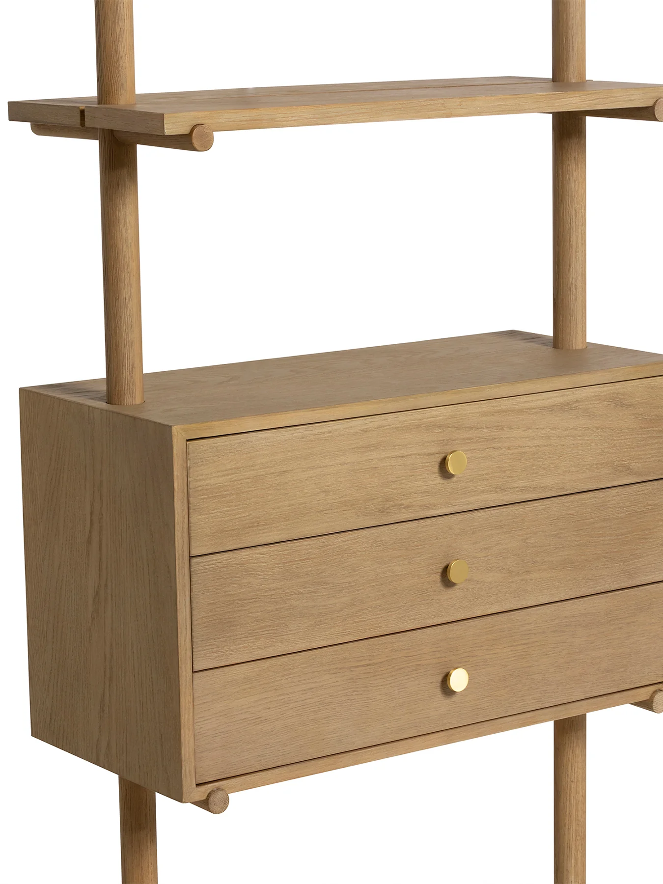 Athos Oak Wood Bookshelf With Drawers and Shelves - Image 4