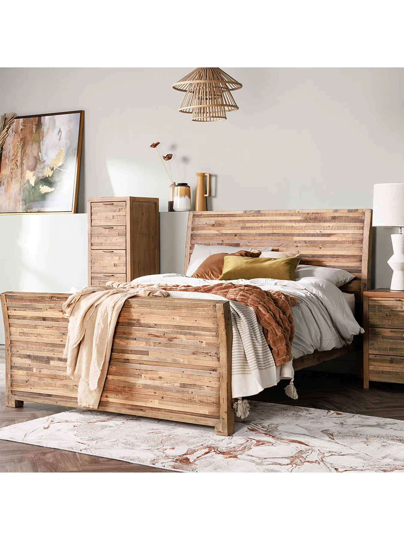 Charlie Reclaimed Wood King Bed Frame High End Brown - Image 2