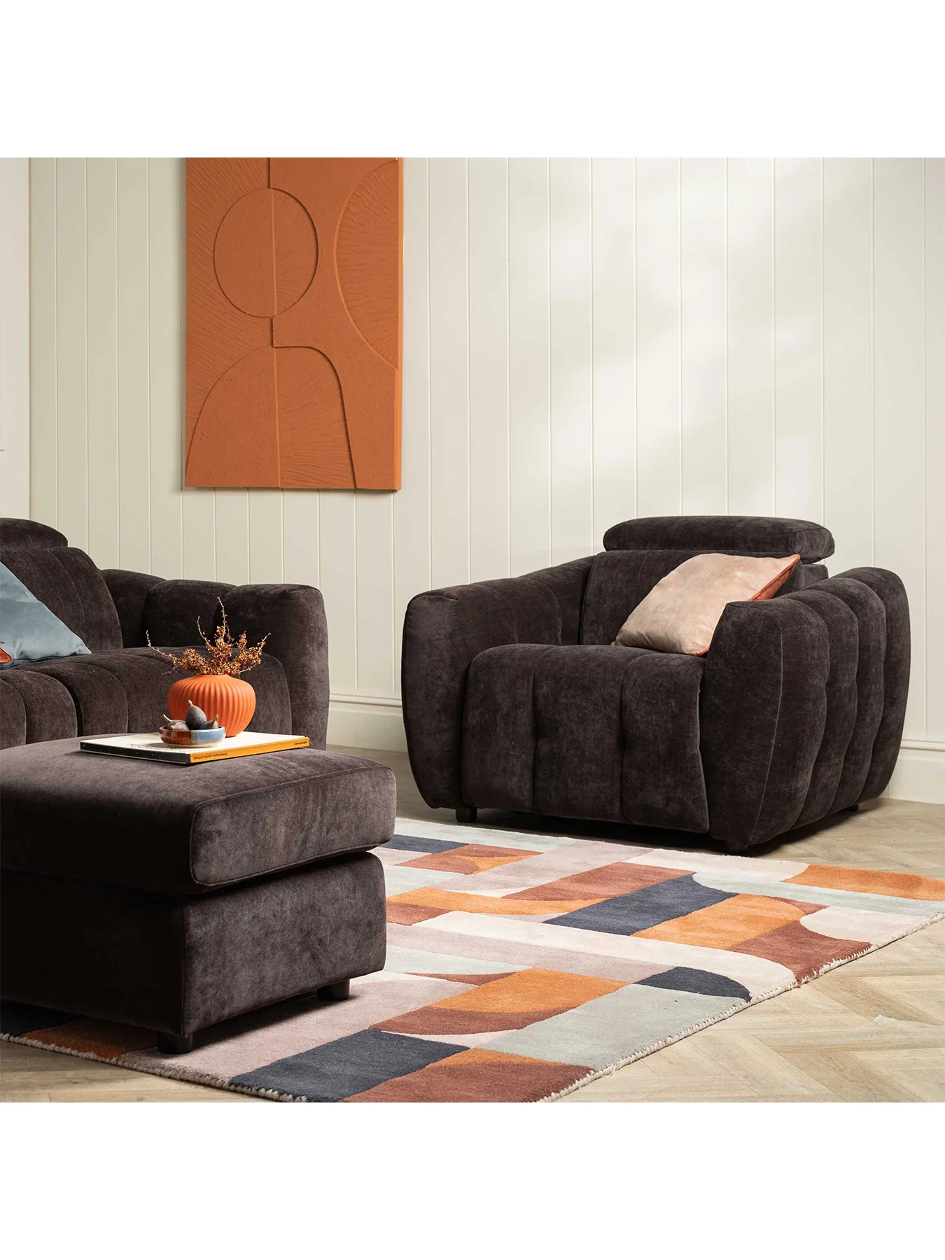 Montgomery Brown Fabric Recliner Armchair - Image 2