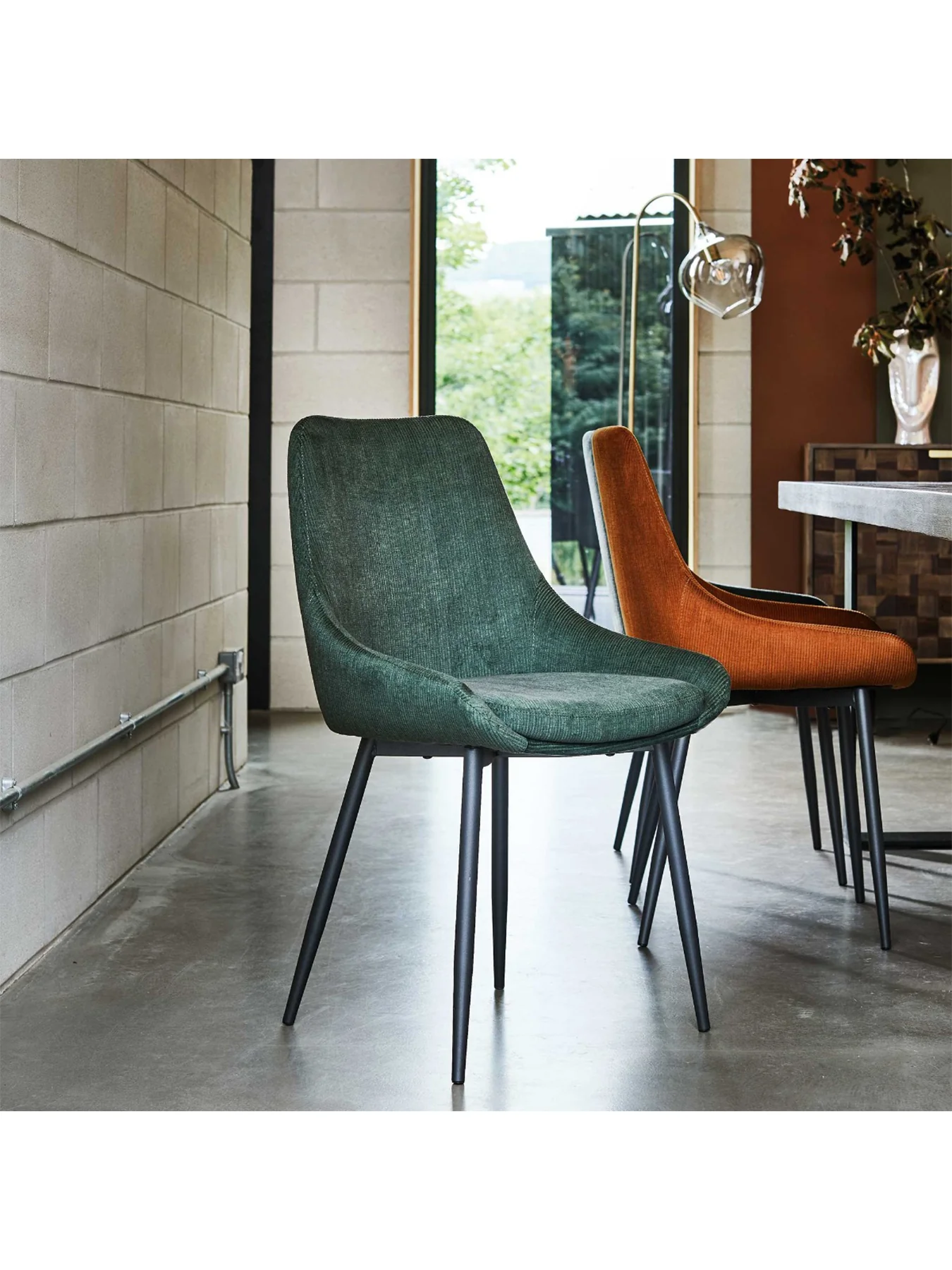 Emmett Green Cord Fabric Dining Chair - Image 2