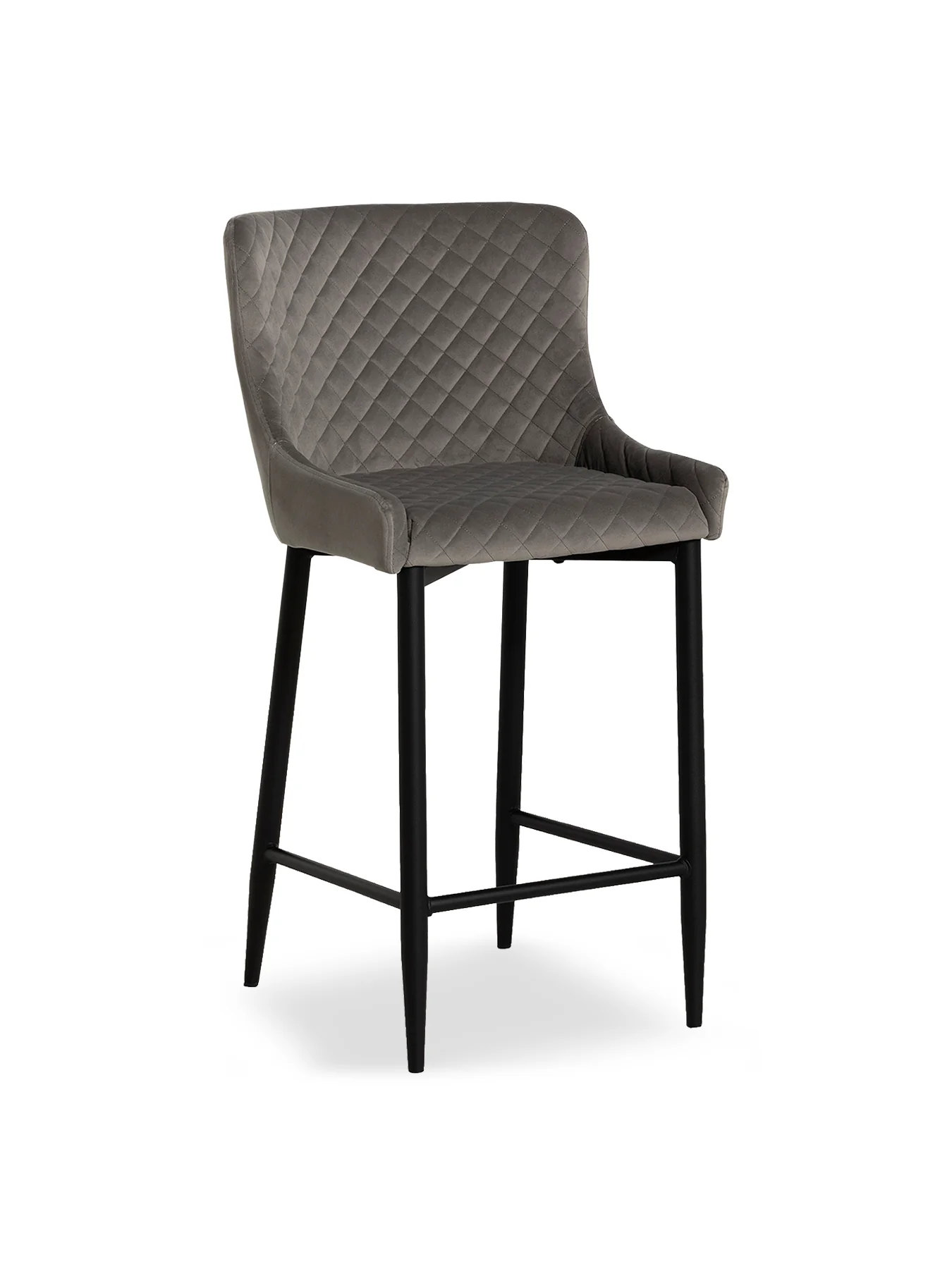 Rivington Velvet Quilted Counter Stool Grey - Image 2