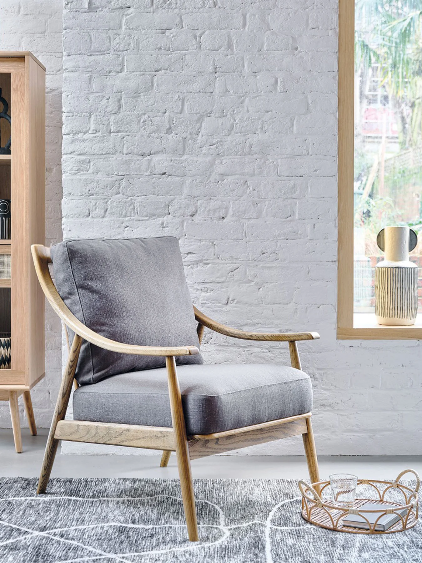 Runa Upholstered Armchair Grey - Image 10