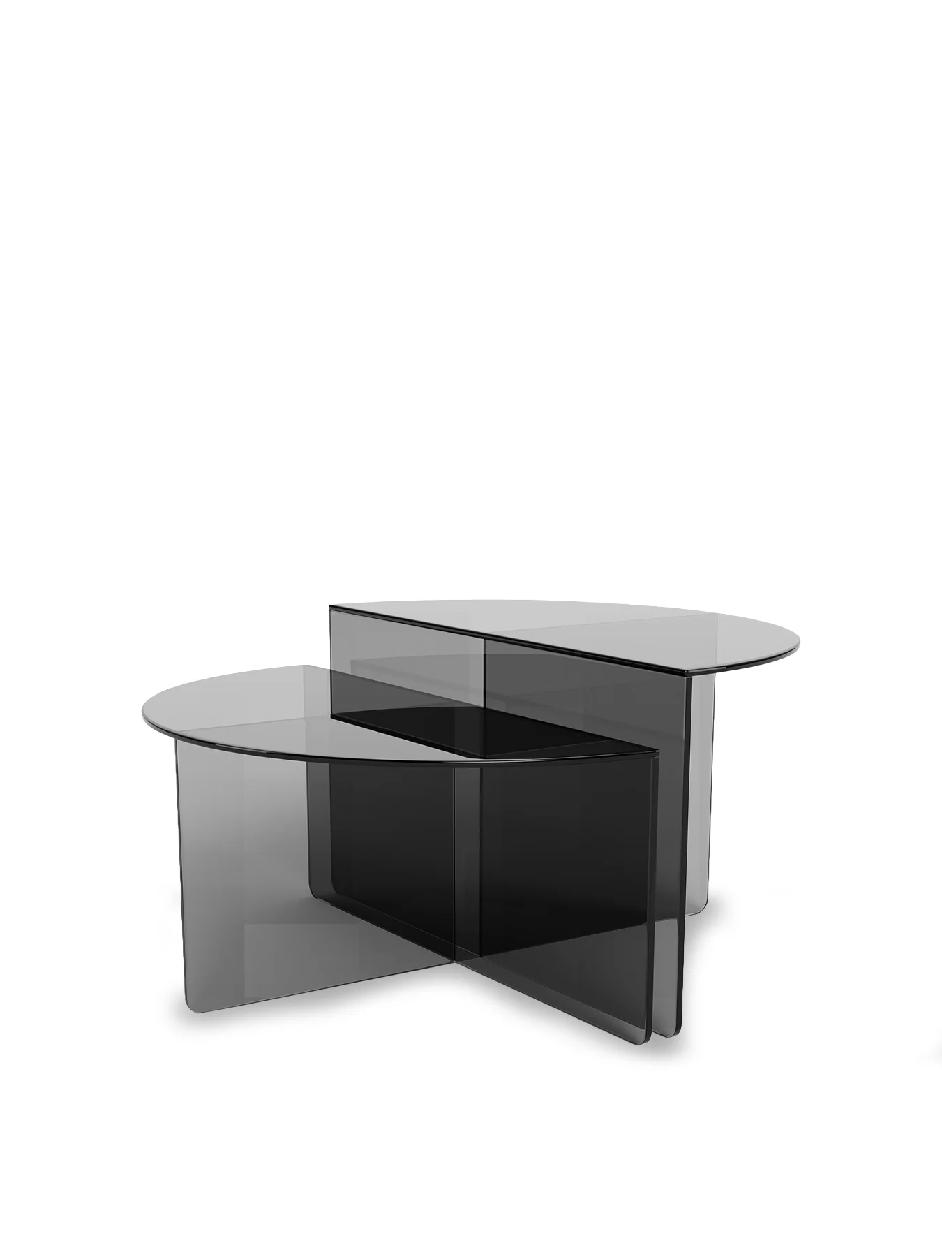 Vetro Smoked Glass Round Coffee Table Set