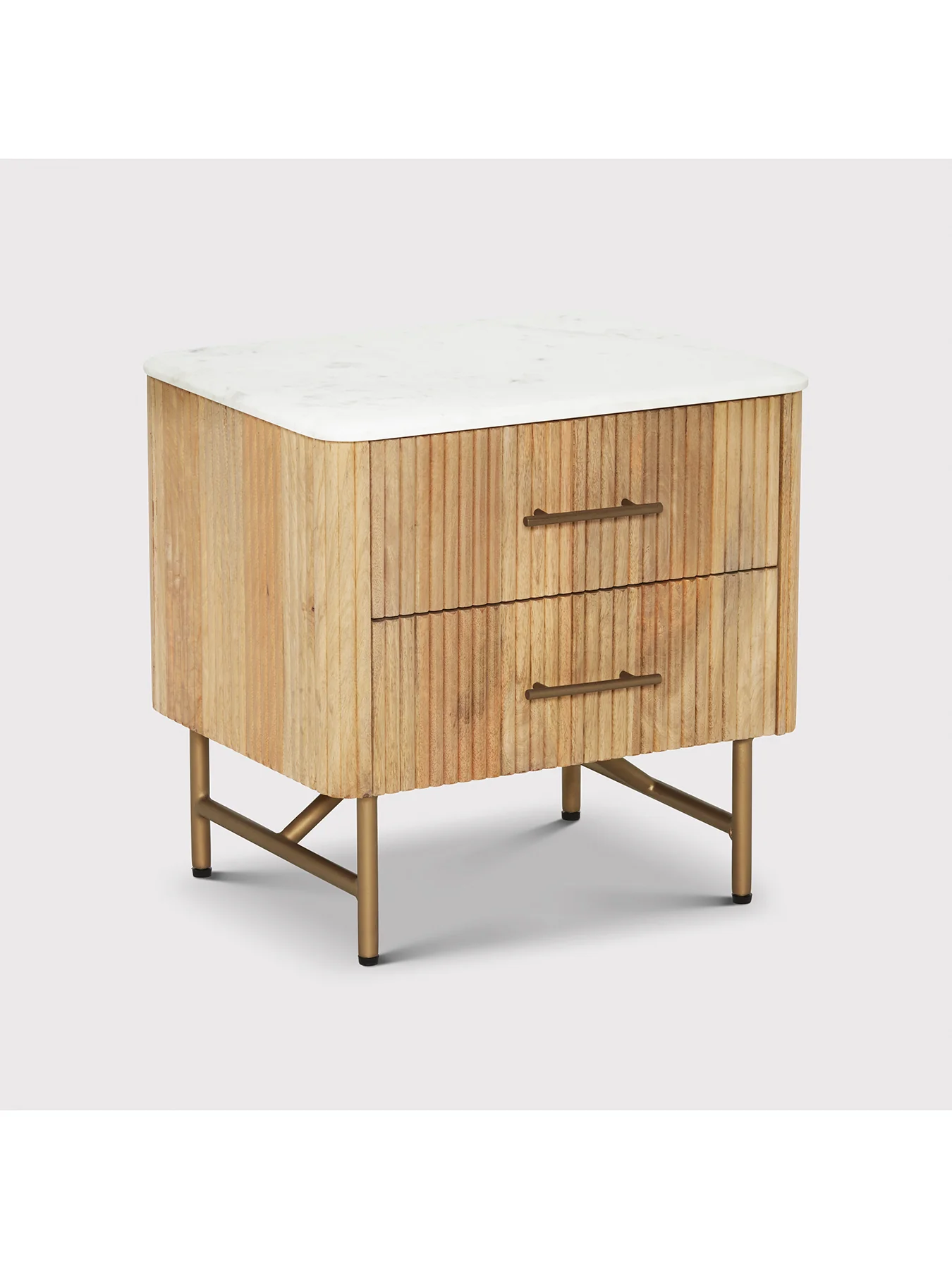 Fuji Mango Wood Marble Top Bedside Table - Image 2