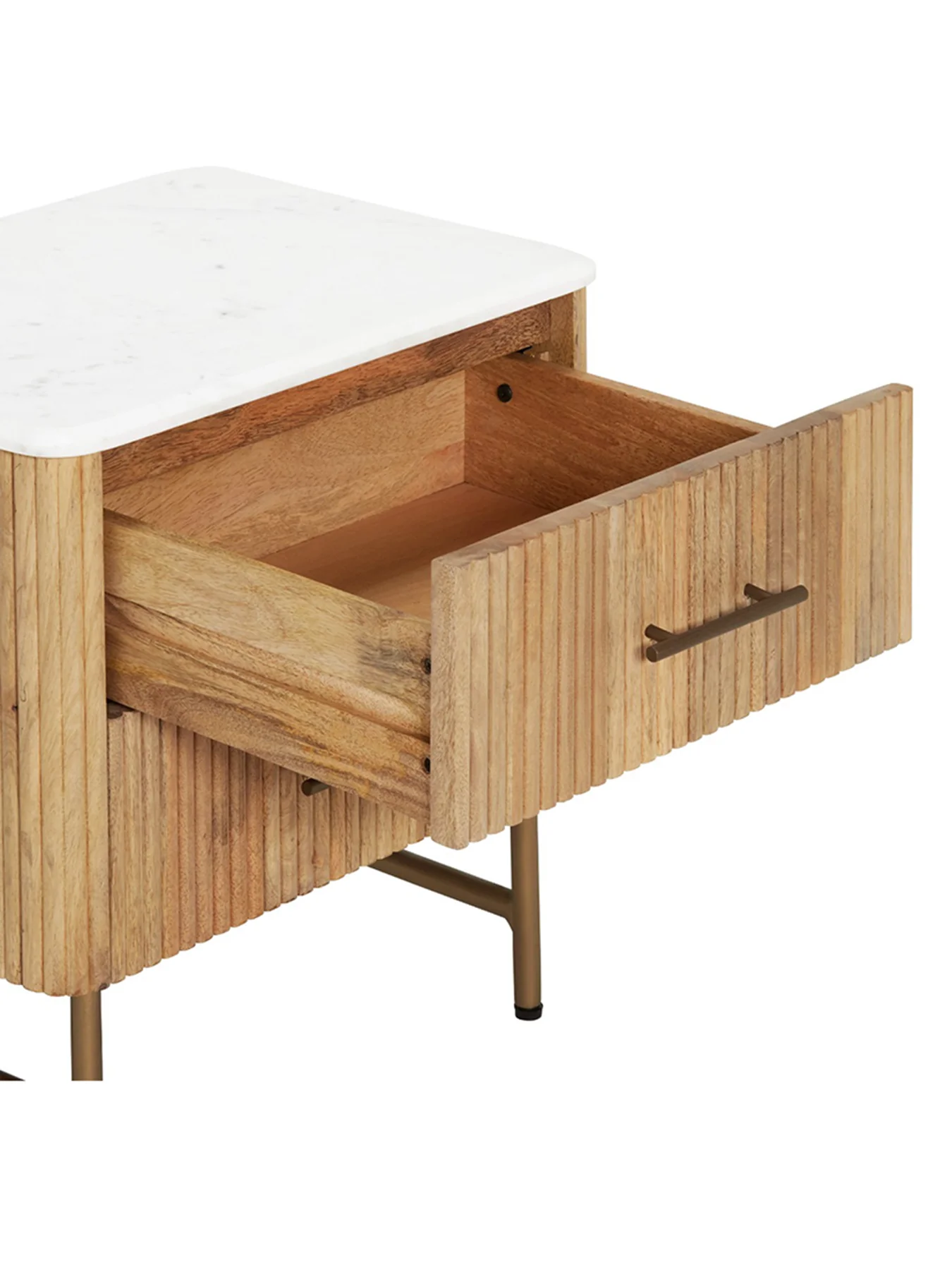 Fuji Mango Wood Marble Top Bedside Table - Image 3