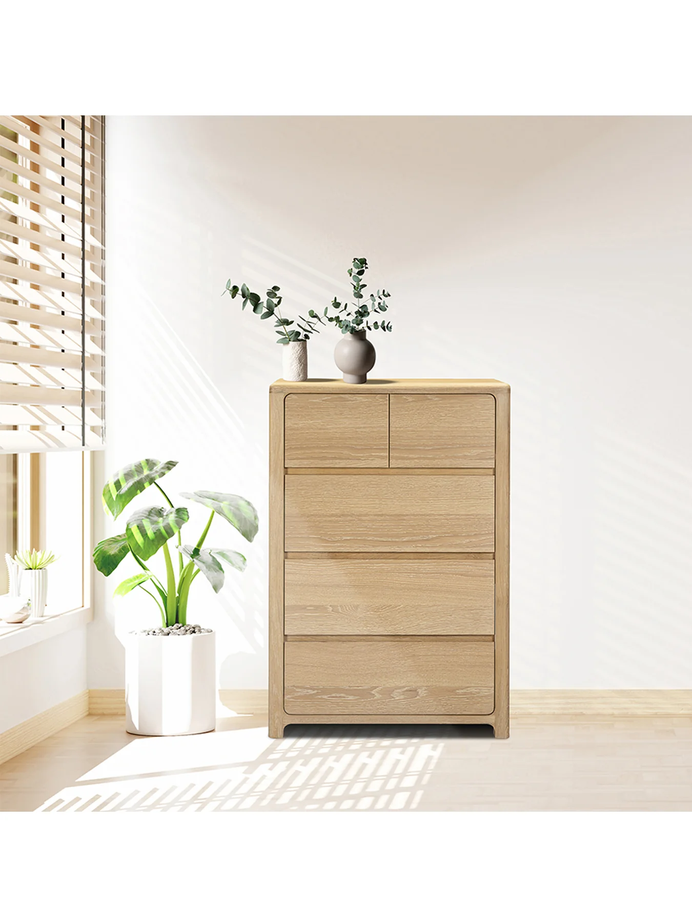 Hadrian Oak 2 Over 3 Drawer Chest - Image 2