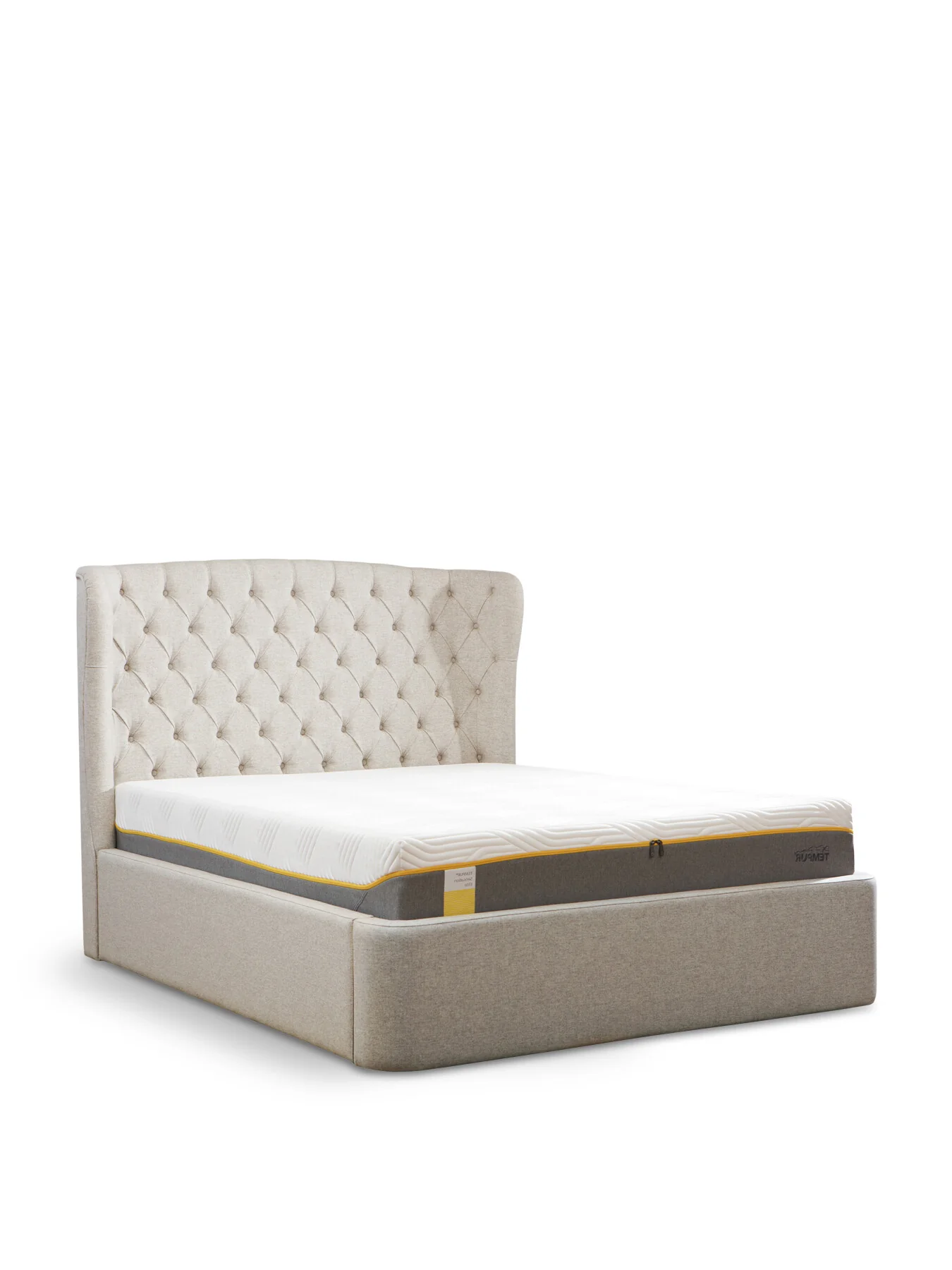 Holcot Fabric King Ottoman Bed Frame Beige