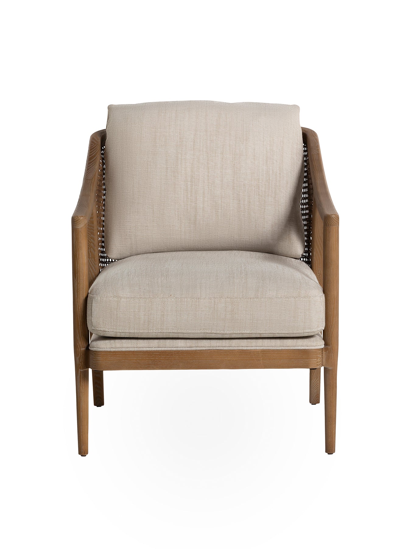 Pascal Beige Armchair with Rattan Sides - Image 3