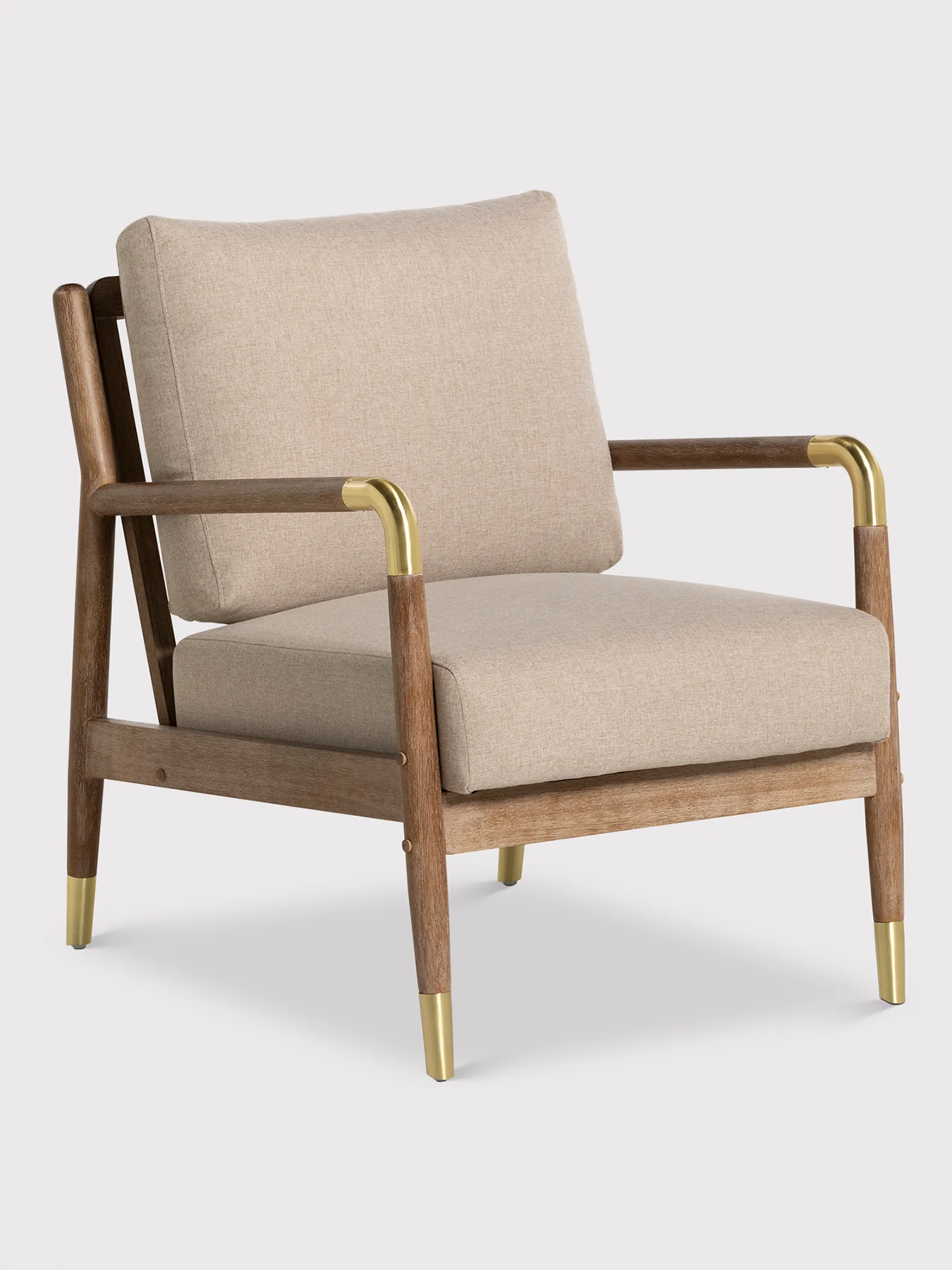 Tarron Neutral Fabric Accent Chair With Wood Frame - Image 4