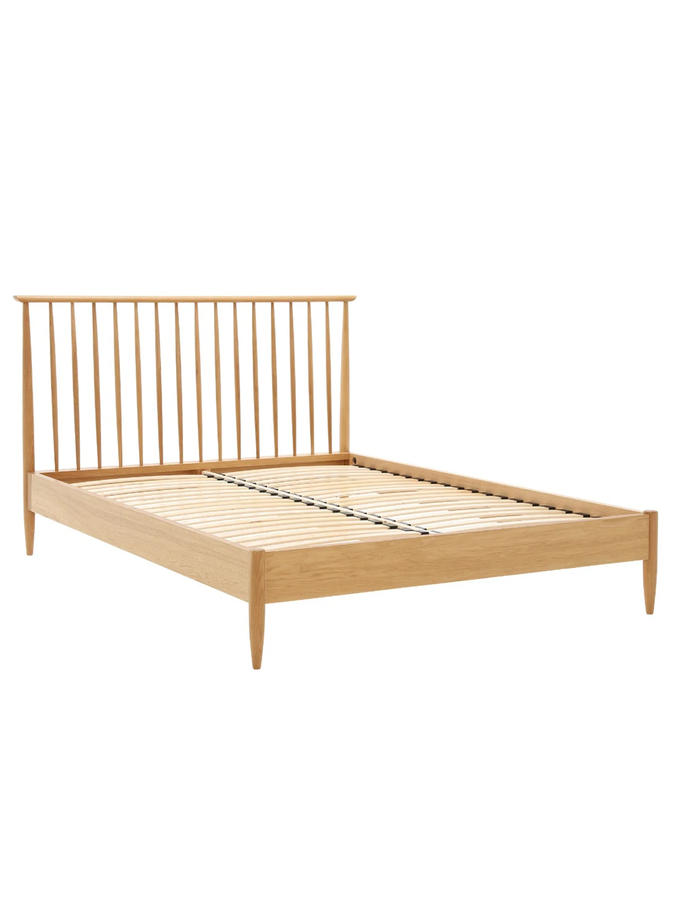 Teramo Oak Double Bed Frame With Spindle Headboard - Image 3