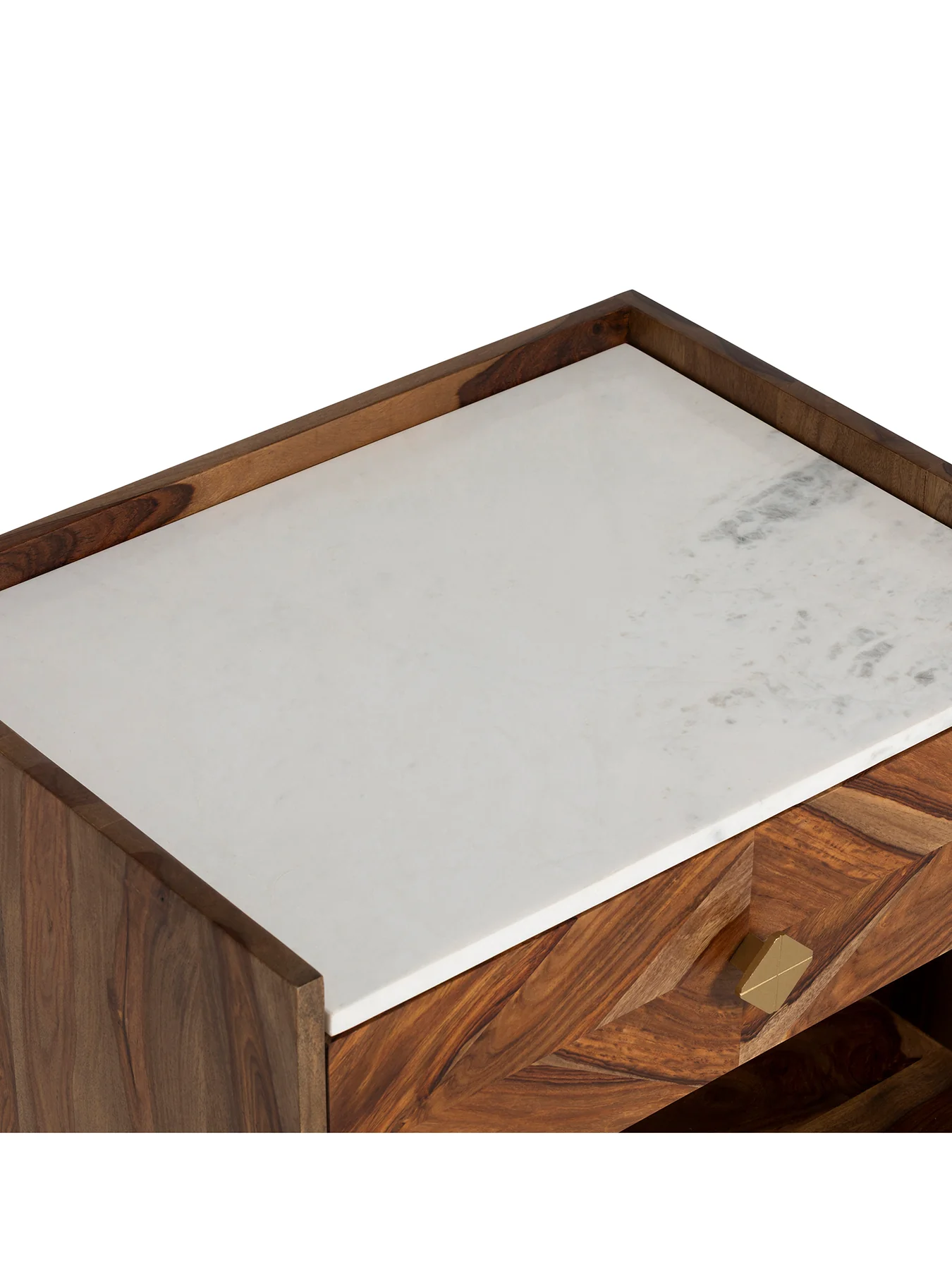 Vida Marble and Wood Bedside Table - Image 4