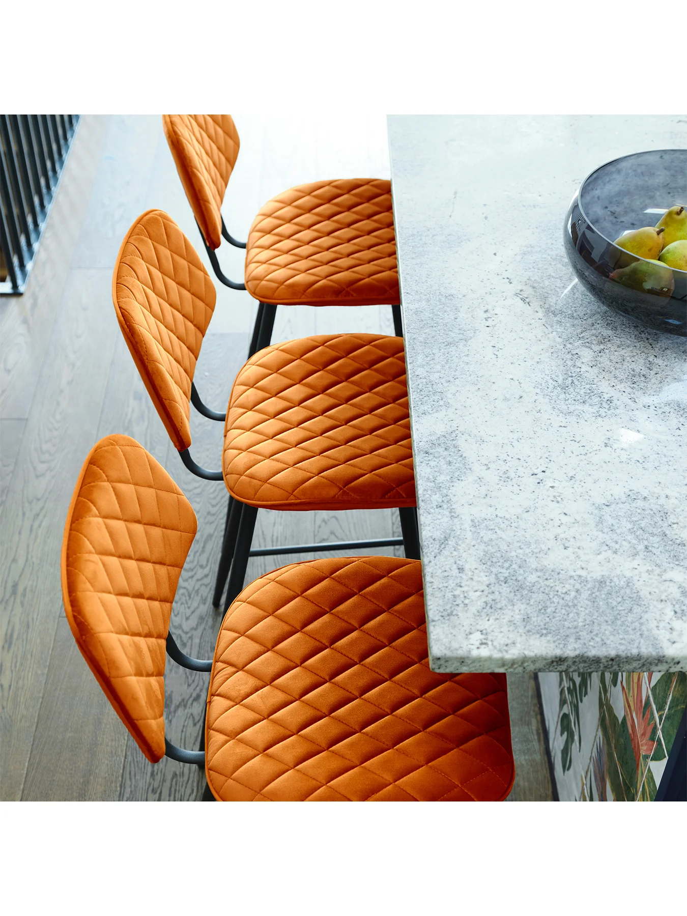 Archer Velvet Counter Stool Orange - Image 2