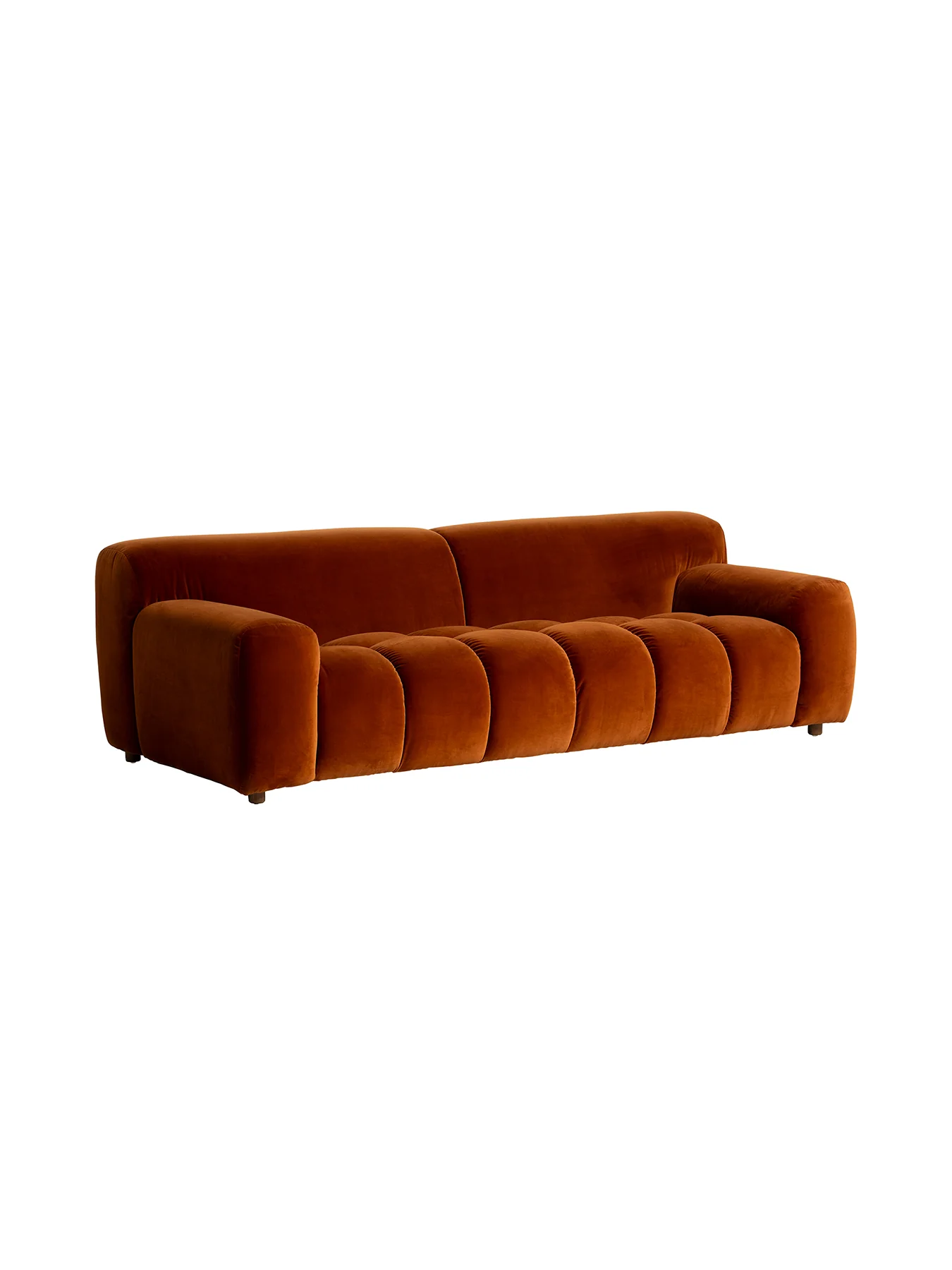 Lavinia Orange Velvet 3 Seater Sofa - Image 3