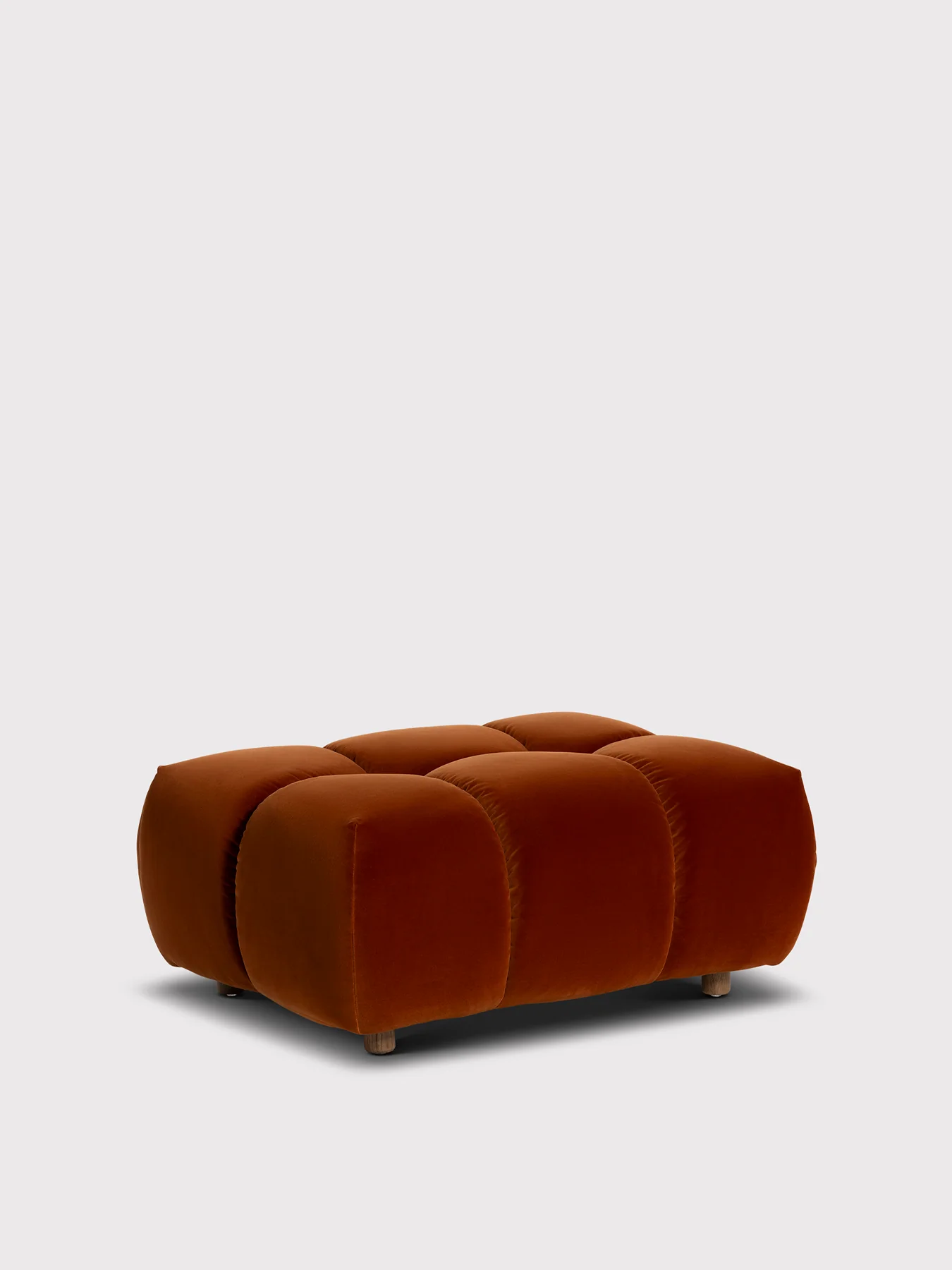 Lavinia Orange Velvet Tufted Footstool - Image 2