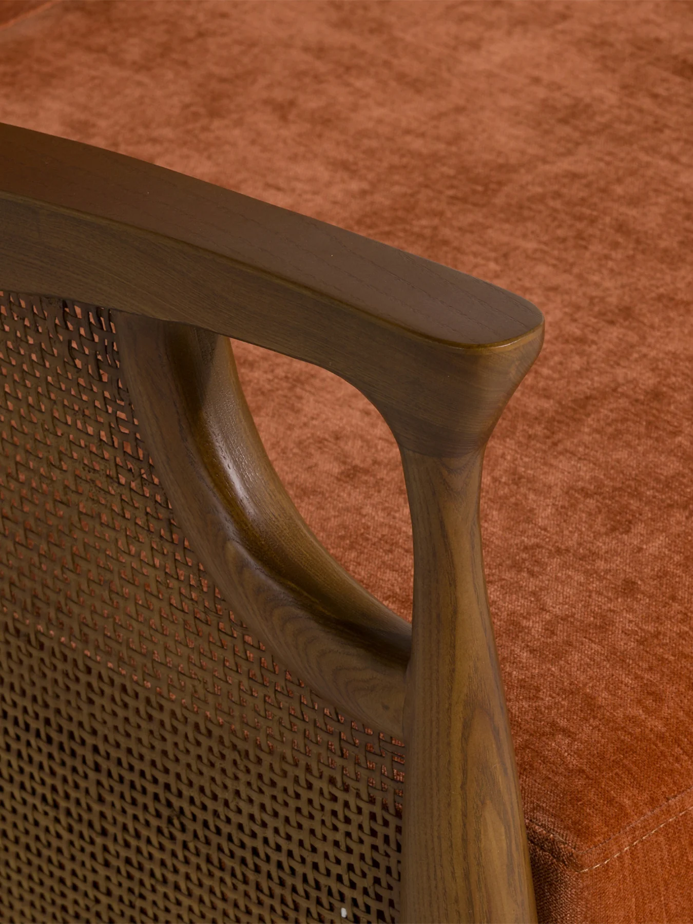 Fabric Accent Chair With Rattan Orange - Image 3