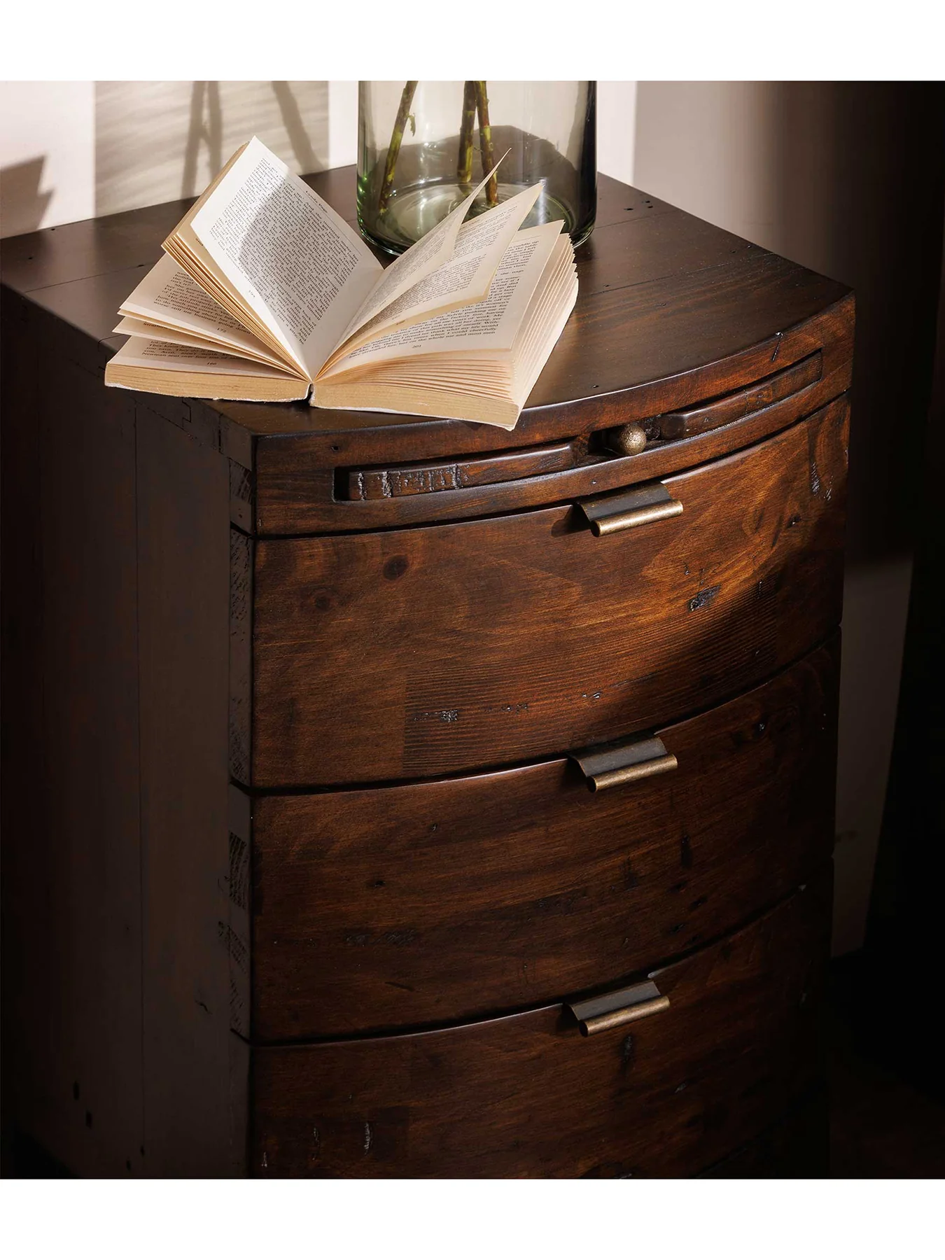 Navajos Reclaimed Wood 3 Drawer Bedside Table - Image 3