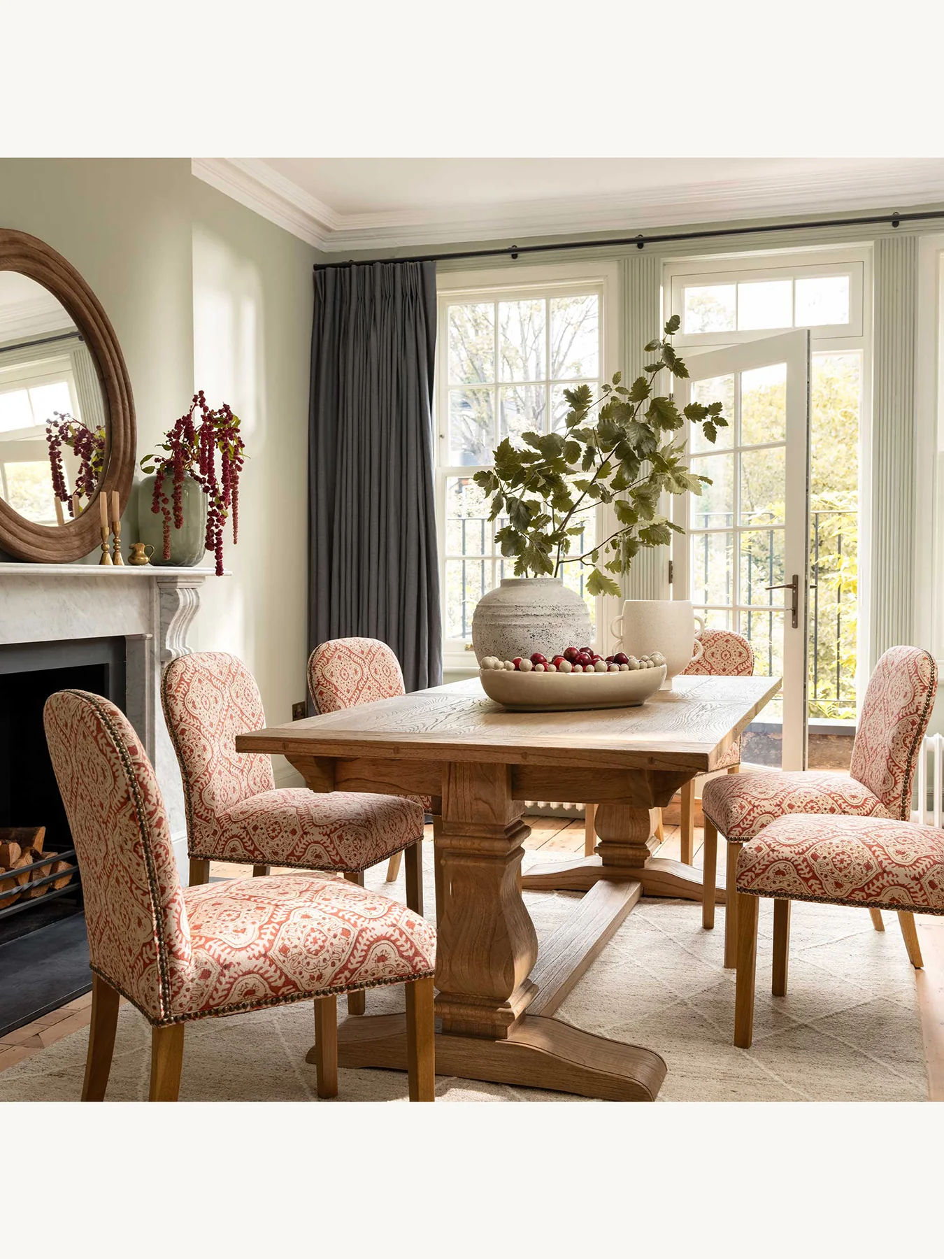 Gable Patterned Fabric Dining Chair Red - Image 2
