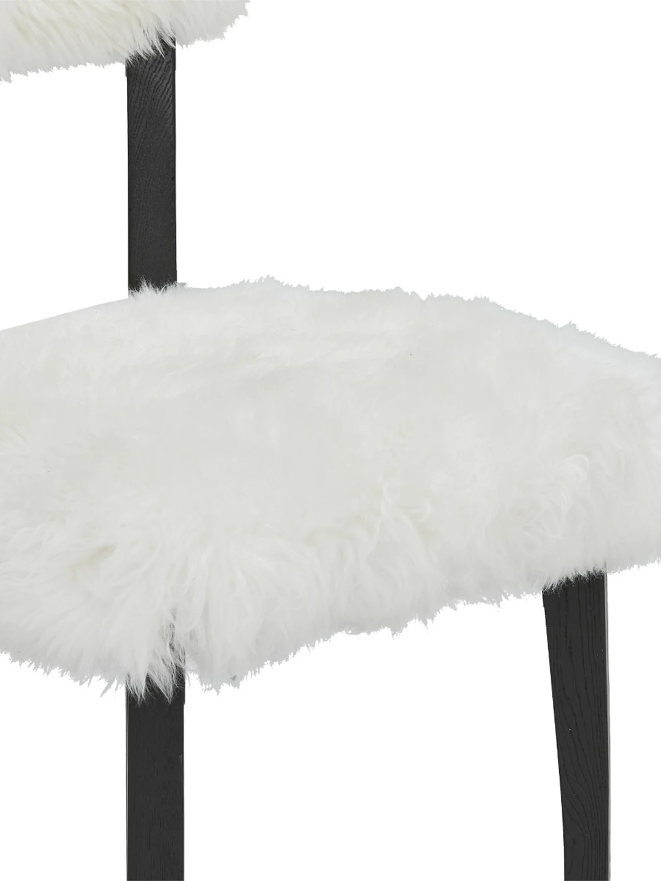 Cabin Sheepskin Dining Chair With Black Wood Legs - Image 4