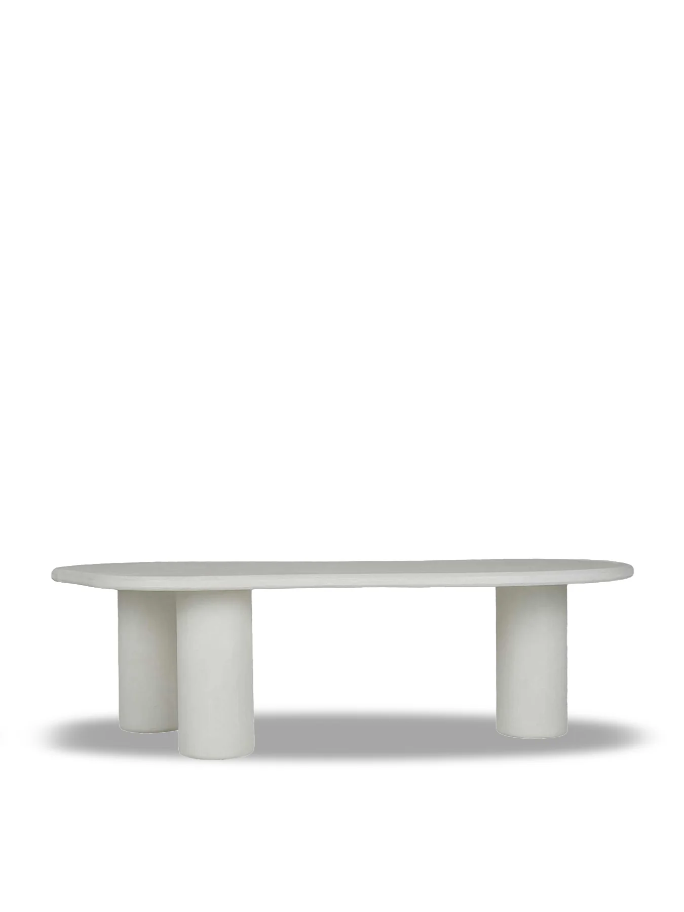 Capella White Faux Stone Oval Coffee Table