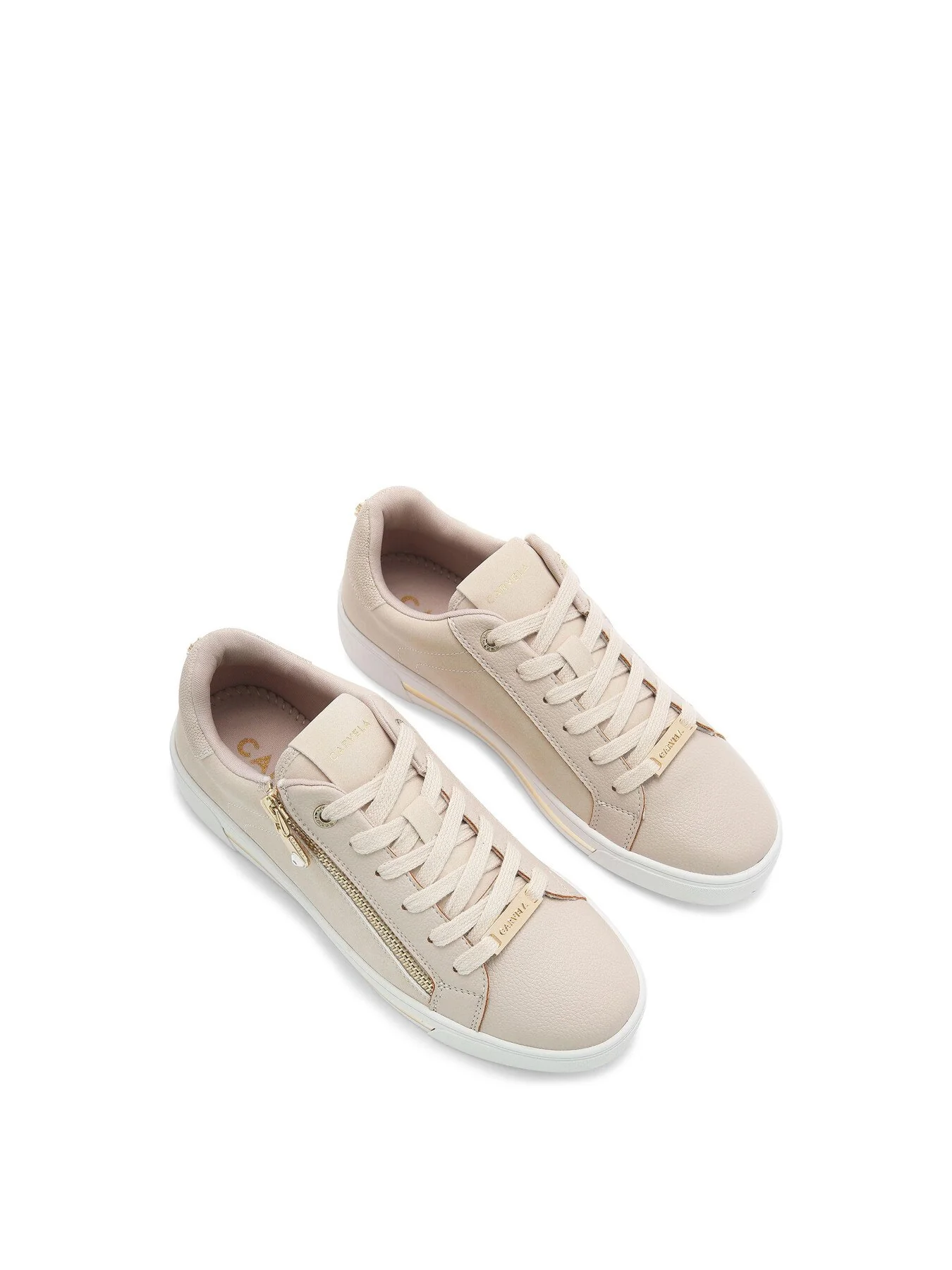 Diamond Zip Ankle Boots Beige - Image 2