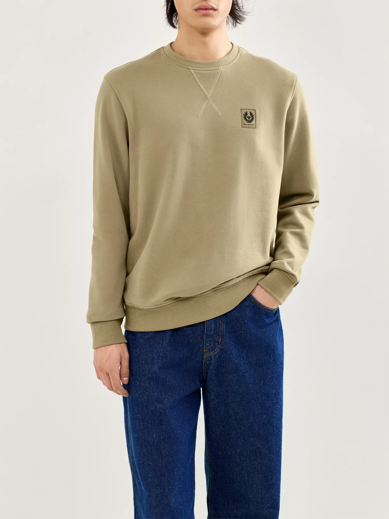 Classic Cotton Sweatshirt Olive - Image 4