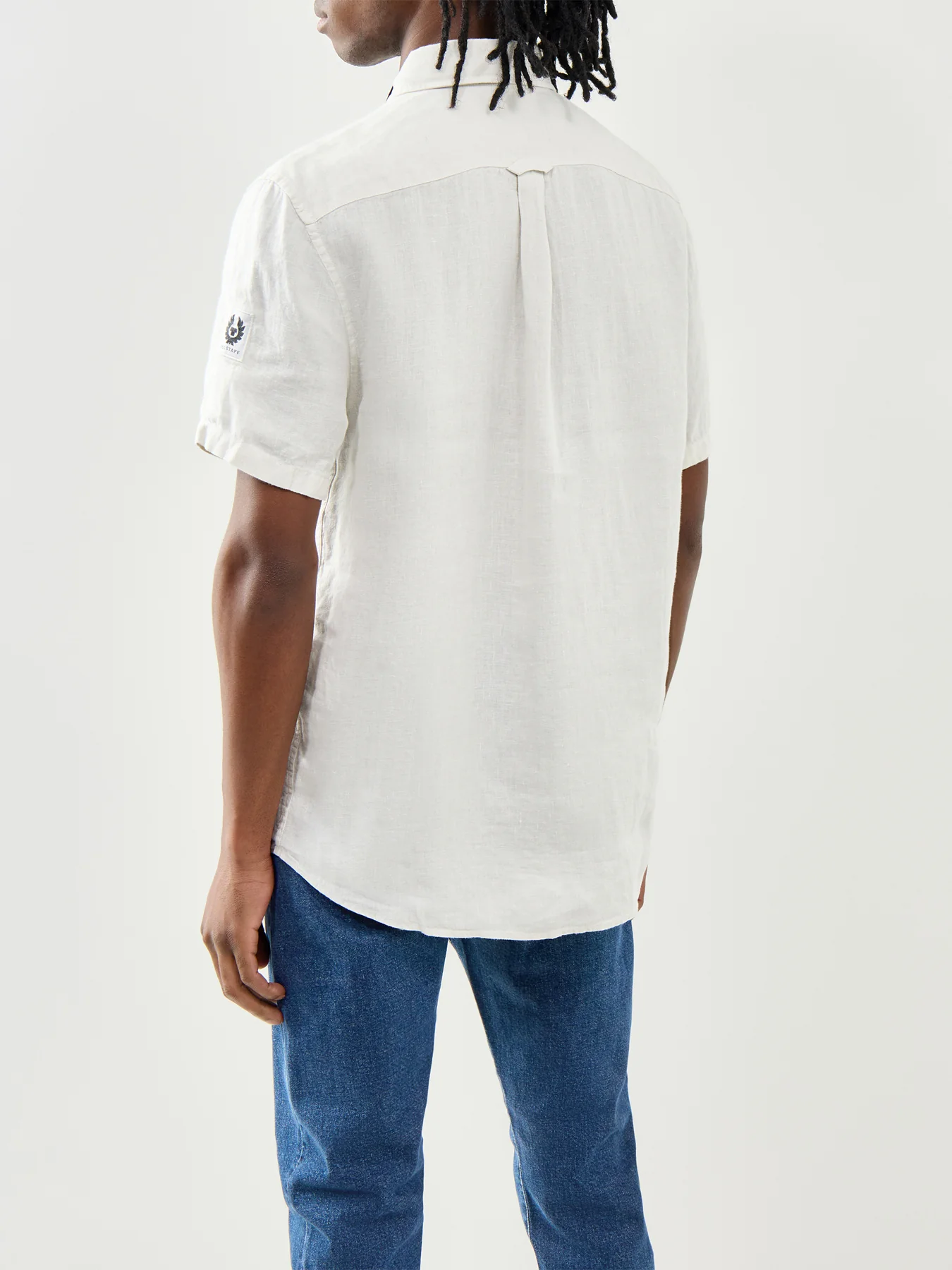 Belstaff Scale Short Sleeve Linen Shirt Silver Birch - Image 5