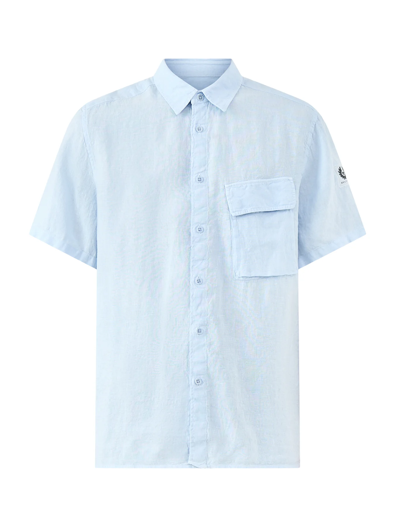 Belstaff Scale Short Sleeve Linen Shirt Sky Blue