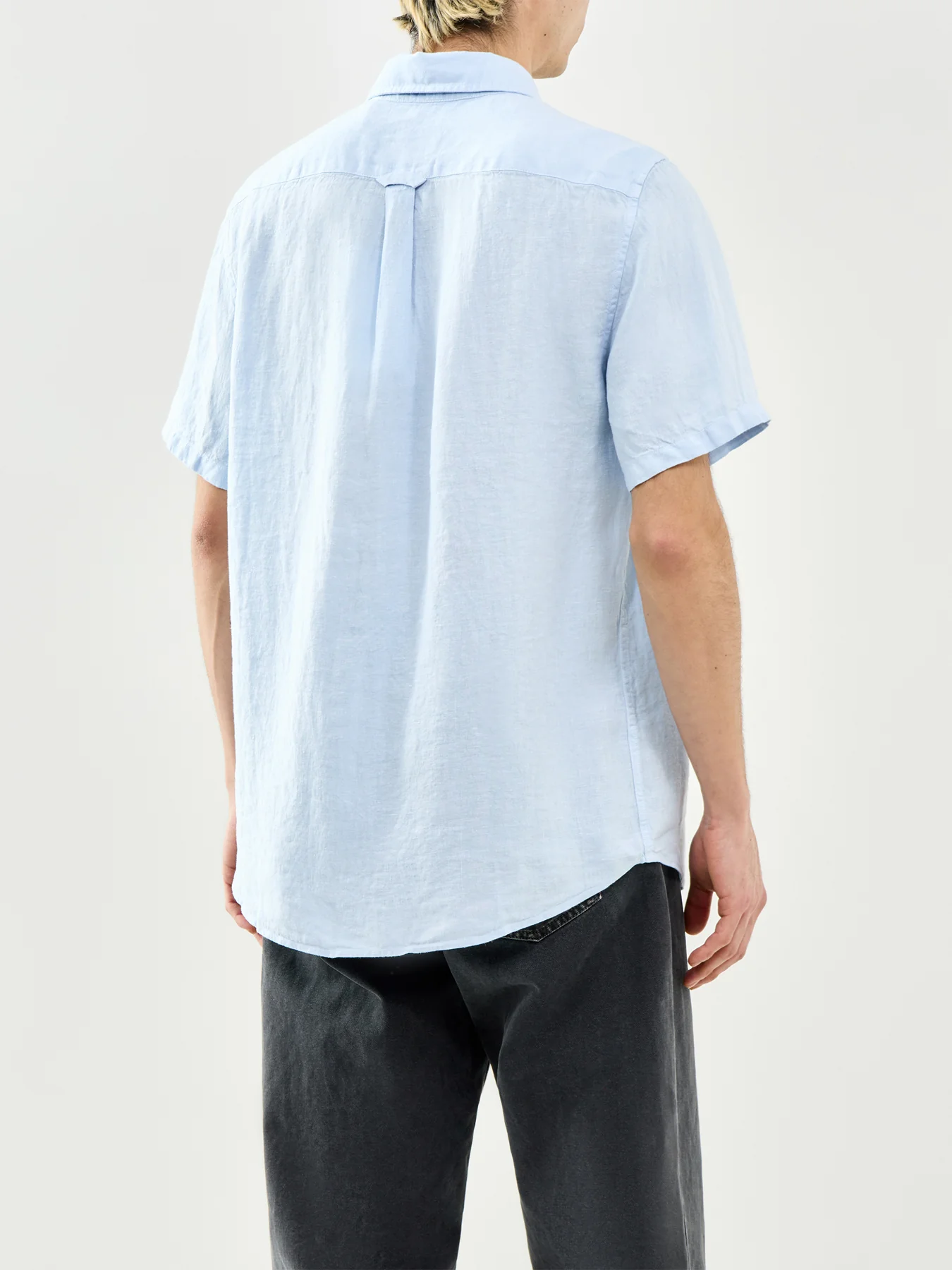 Belstaff Scale Short Sleeve Linen Shirt Sky Blue - Image 5