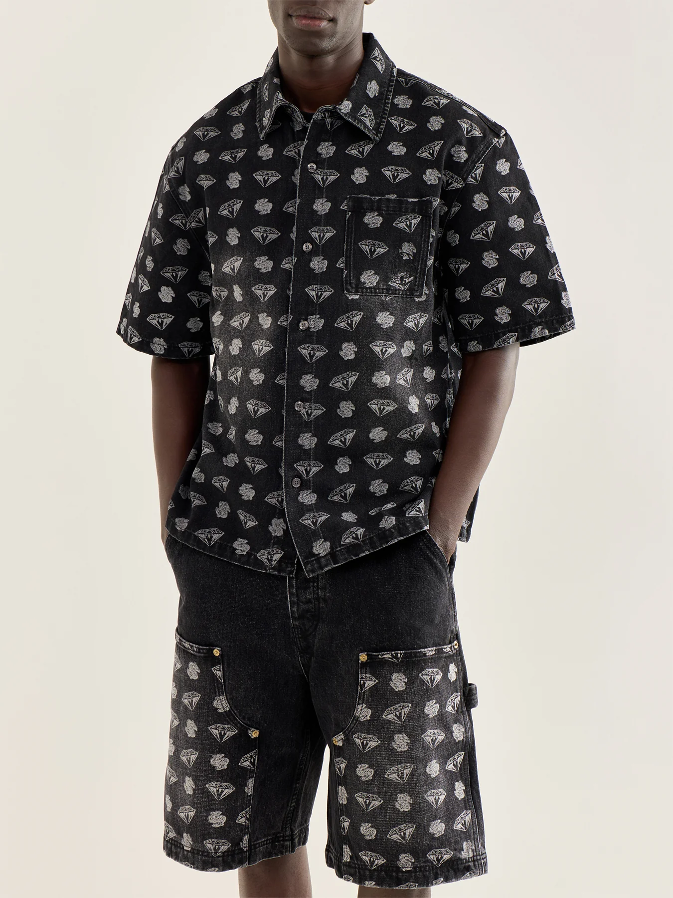 Diamonds & Dollars Oversized Ss Denim Shirt - Image 4