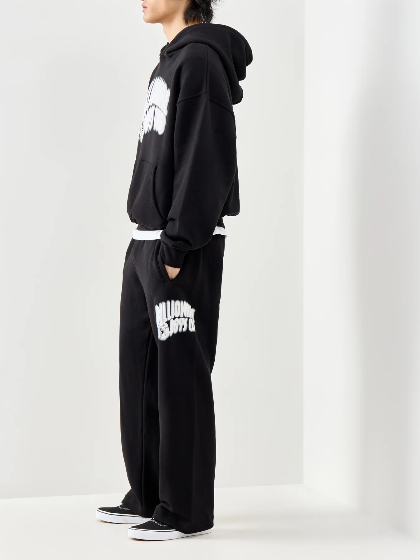 Distorted Arch Logo Straight Leg Sweatpants Black - Image 2
