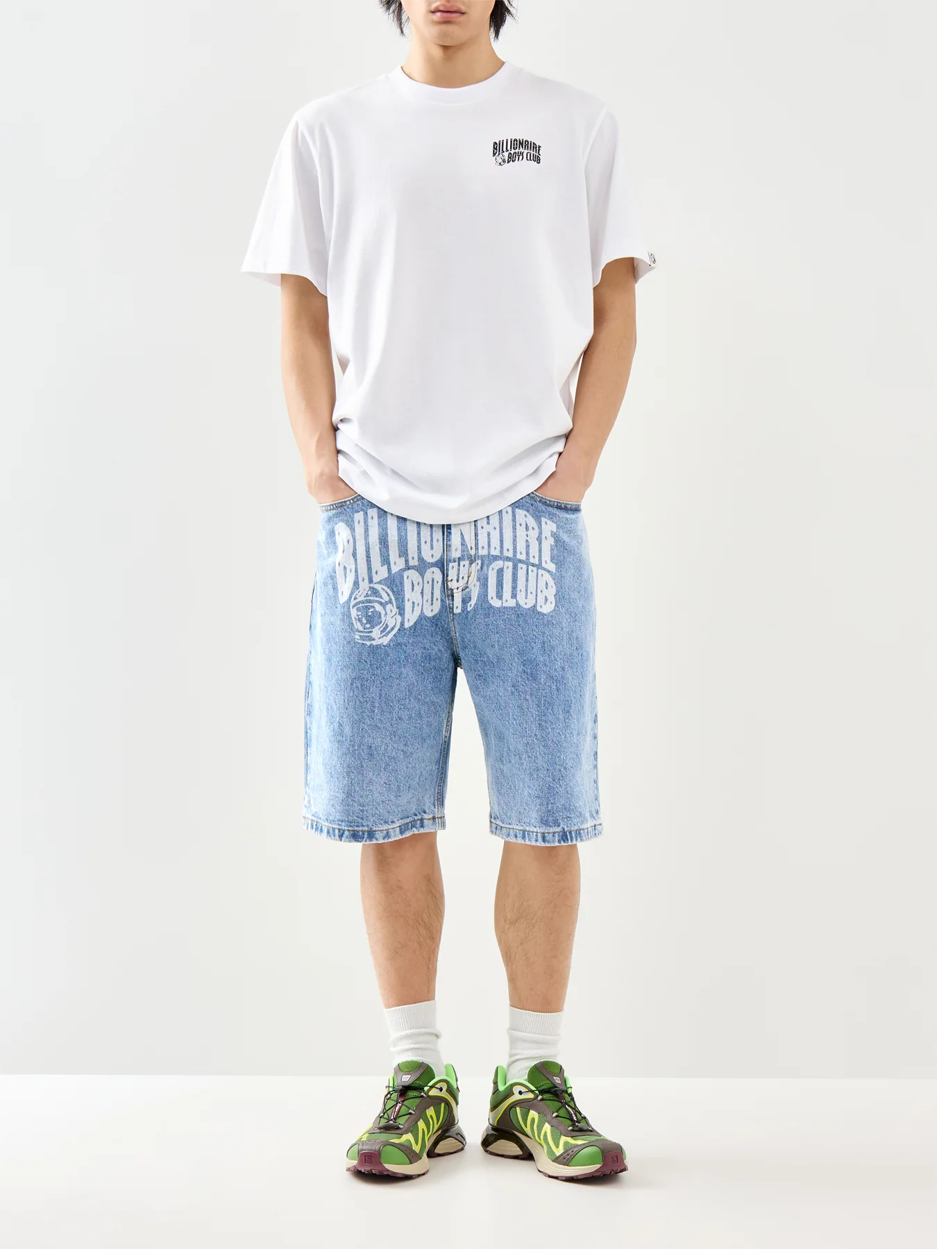 Faded Arch Logo Denim Shorts Blue - Image 2