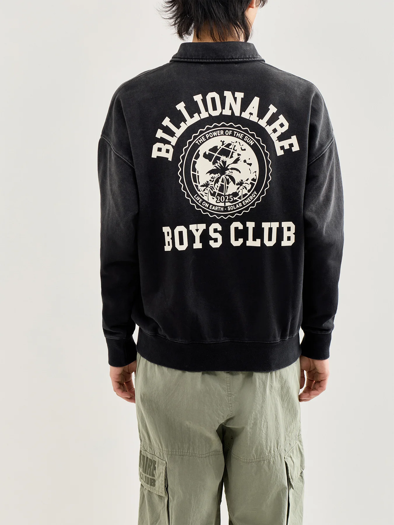 World College Washed Quarter Zip Sweatshirt Black - Image 5