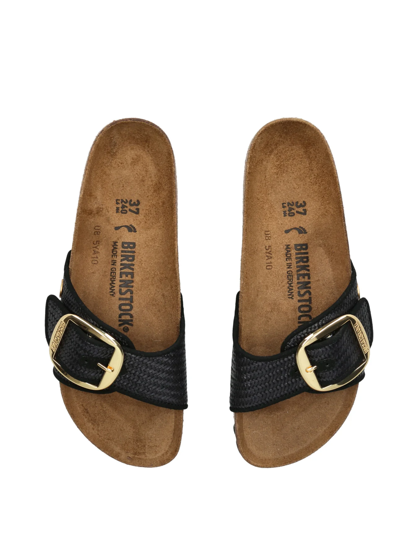 Madrid Big Buckle Raffia Sandals Black - Image 3