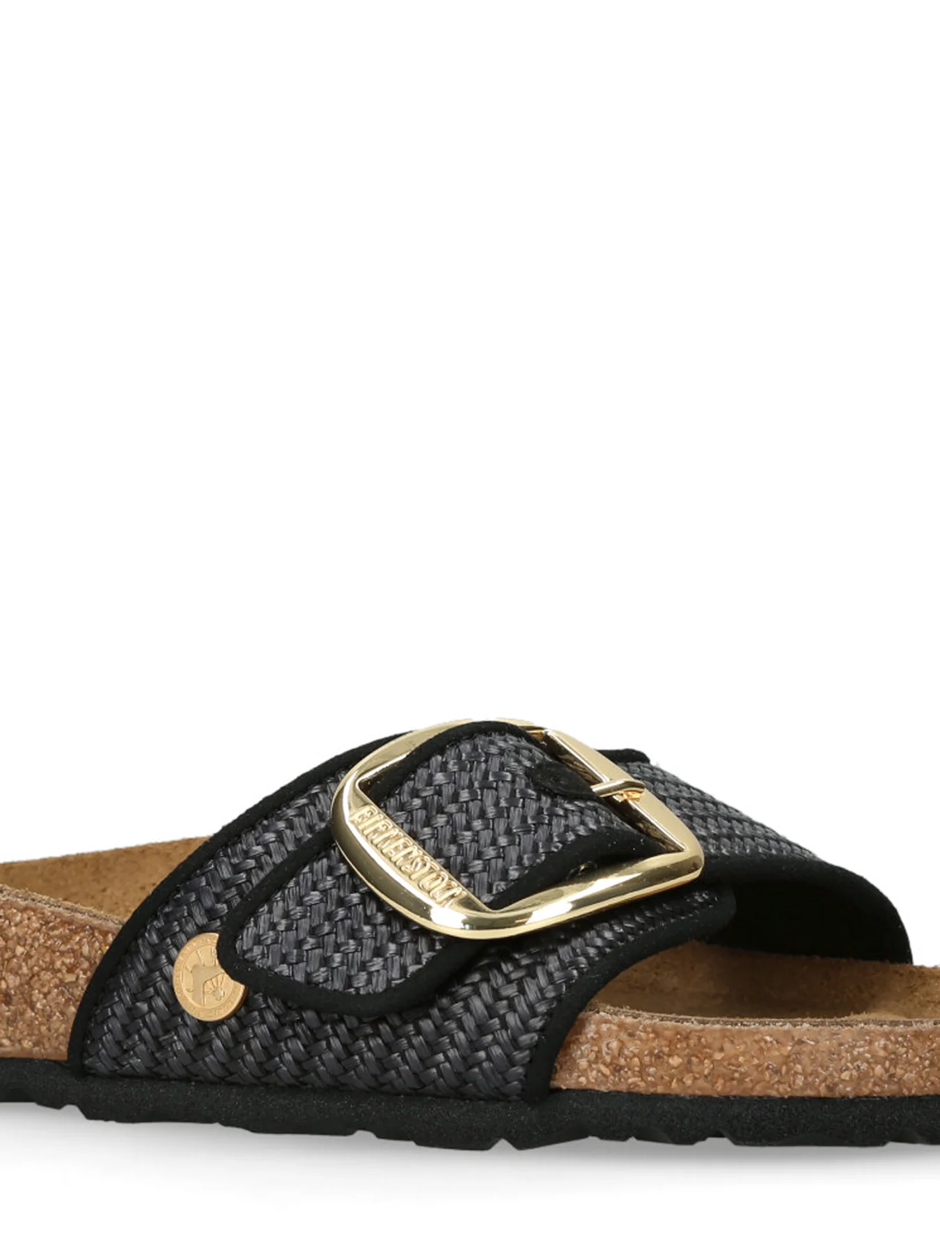 Madrid Big Buckle Raffia Sandals Black - Image 4