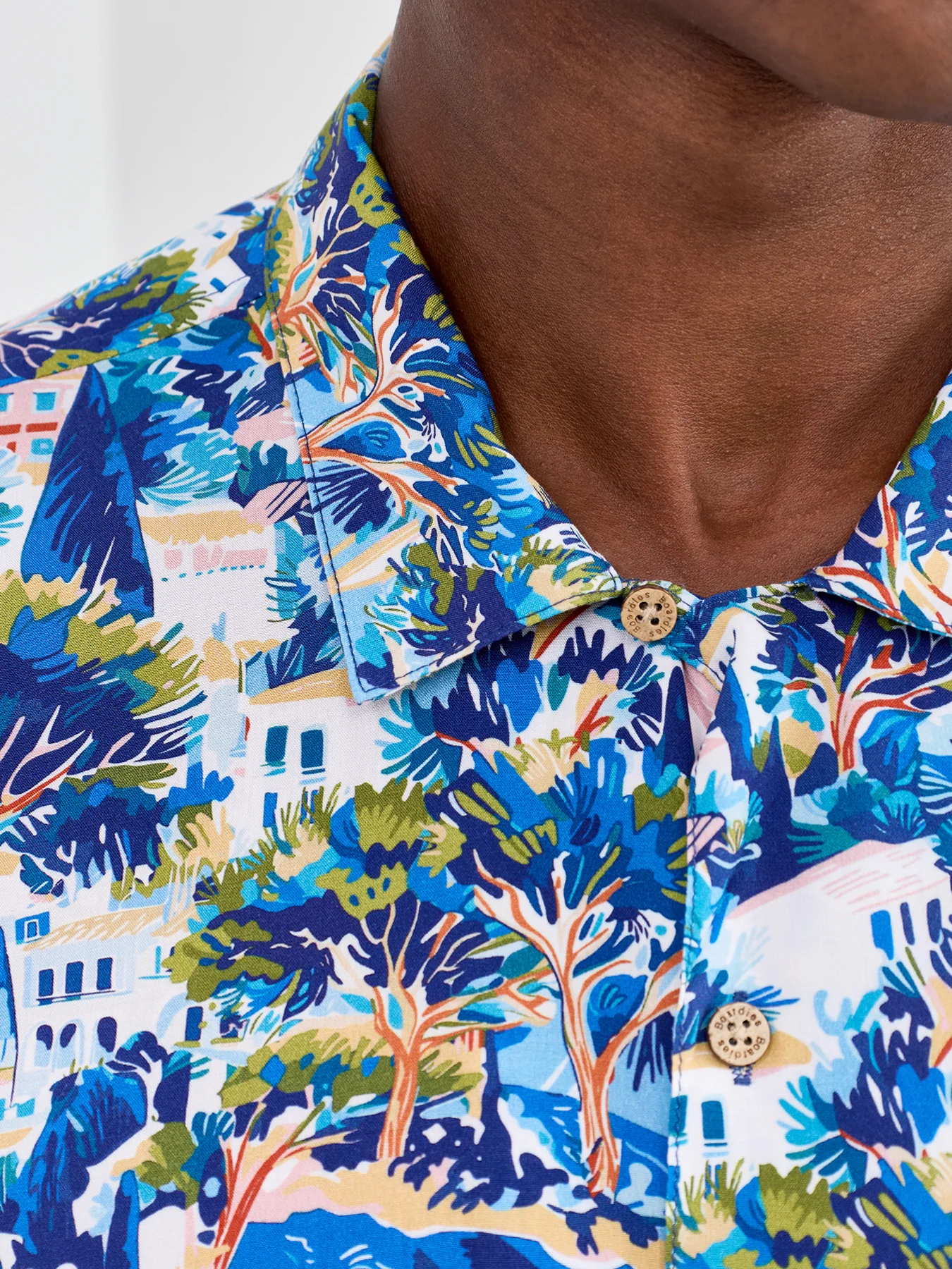 Short Sleeve Camp Collar Shirt Blue - Image 3